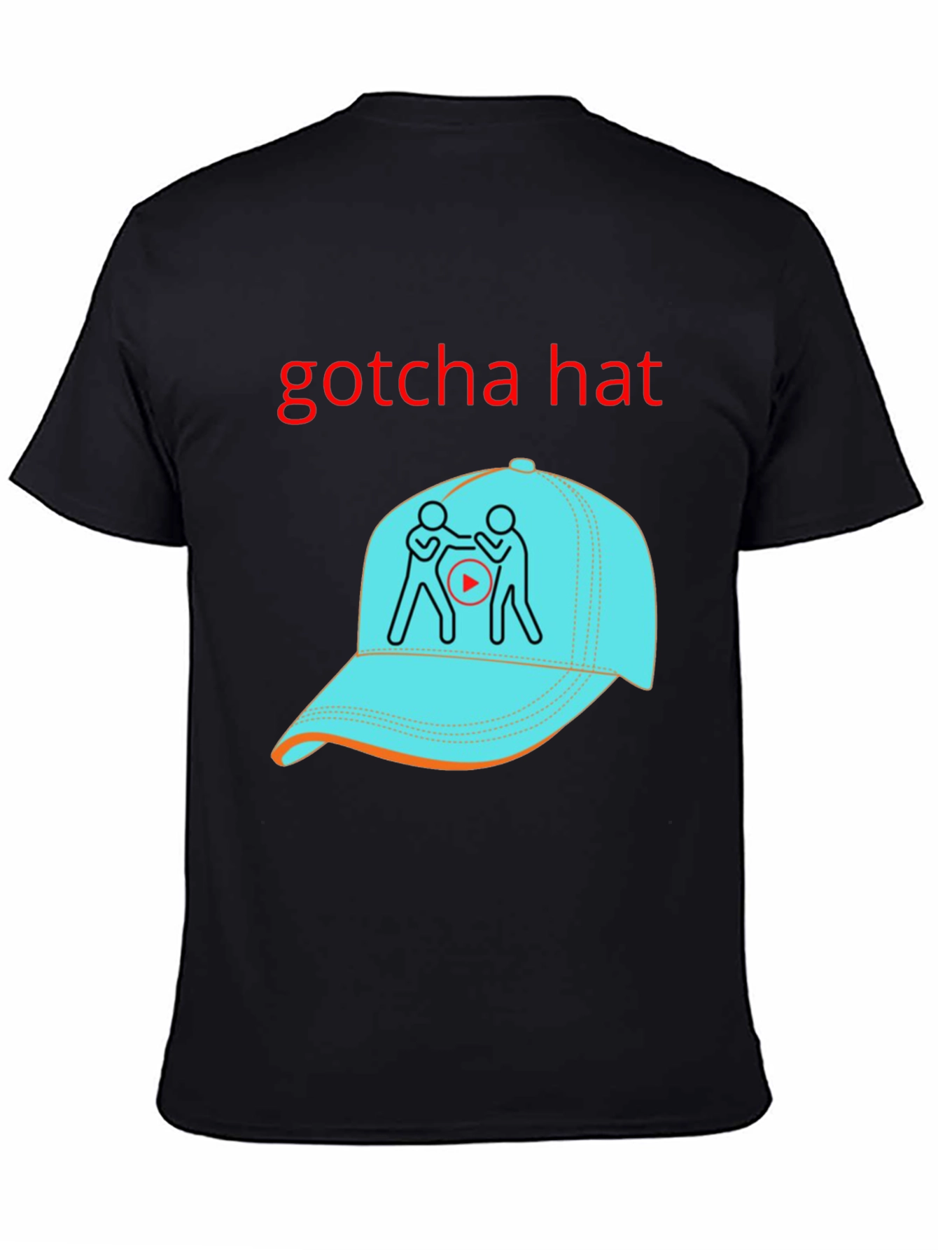 Gotcha Hat Graphic T-Shirt - Black Cotton Tee