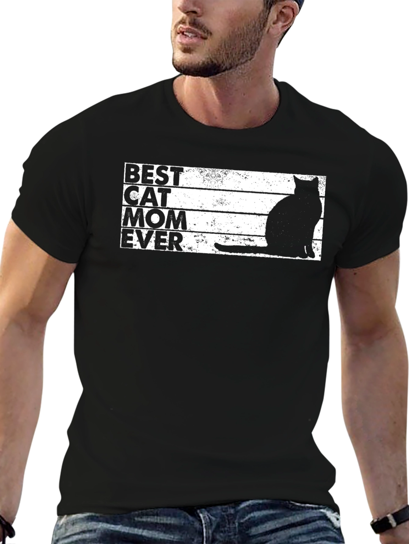 Best Cat Mom Ever T-Shirt - Black Cat Silhouette