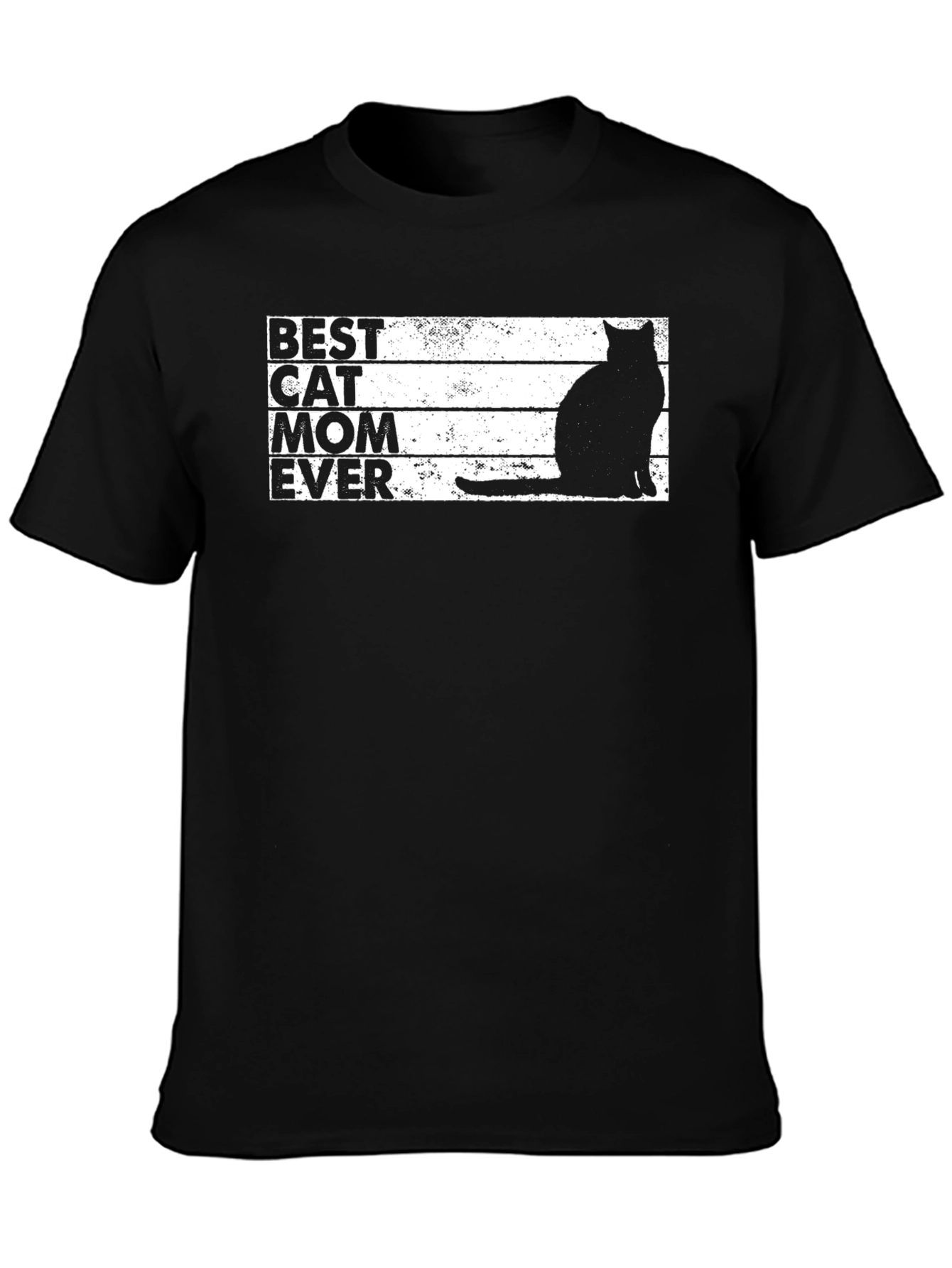 Best Cat Mom Ever T-Shirt - Black Cat Silhouette