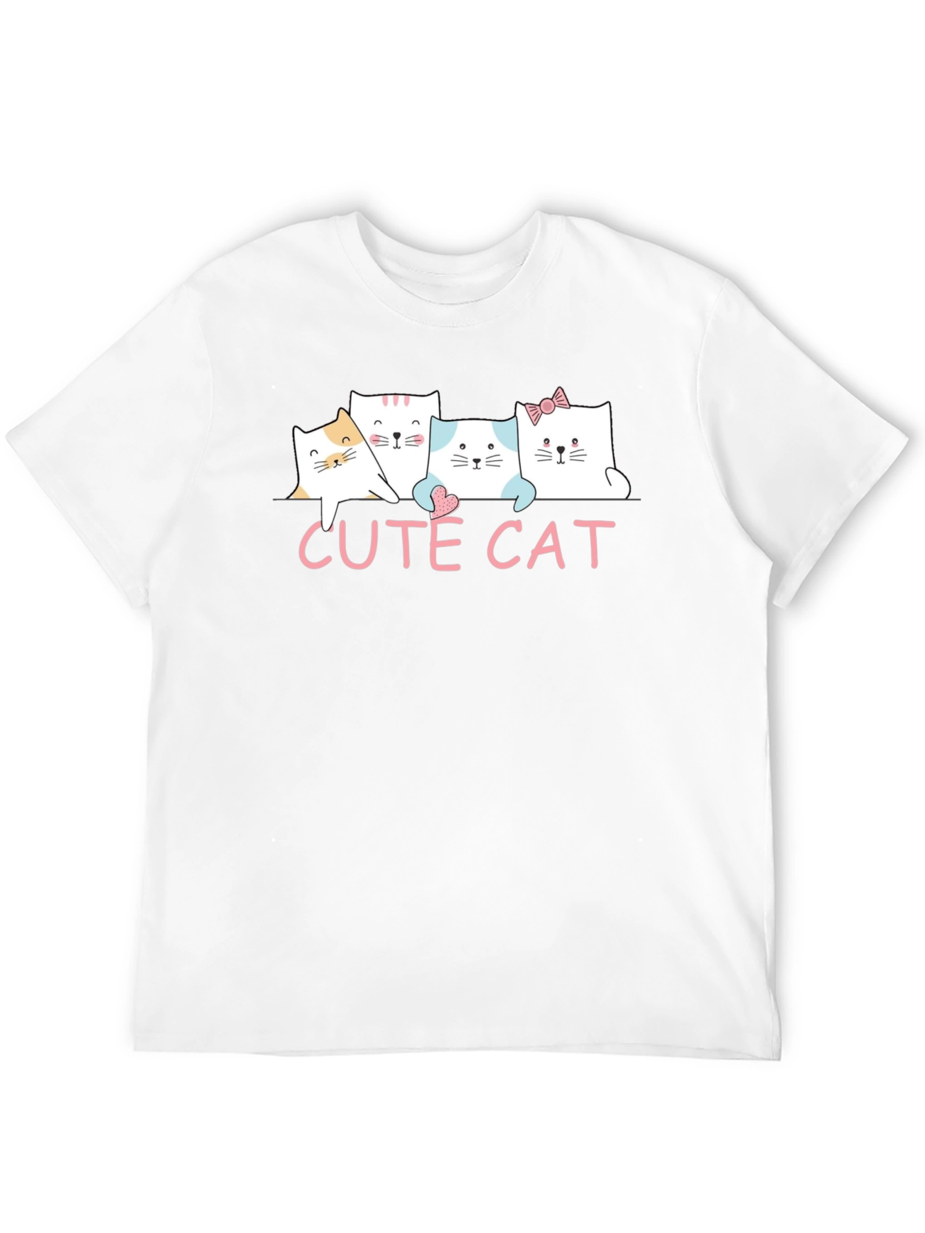 Cute Cat Graphic Print Black T-Shirt