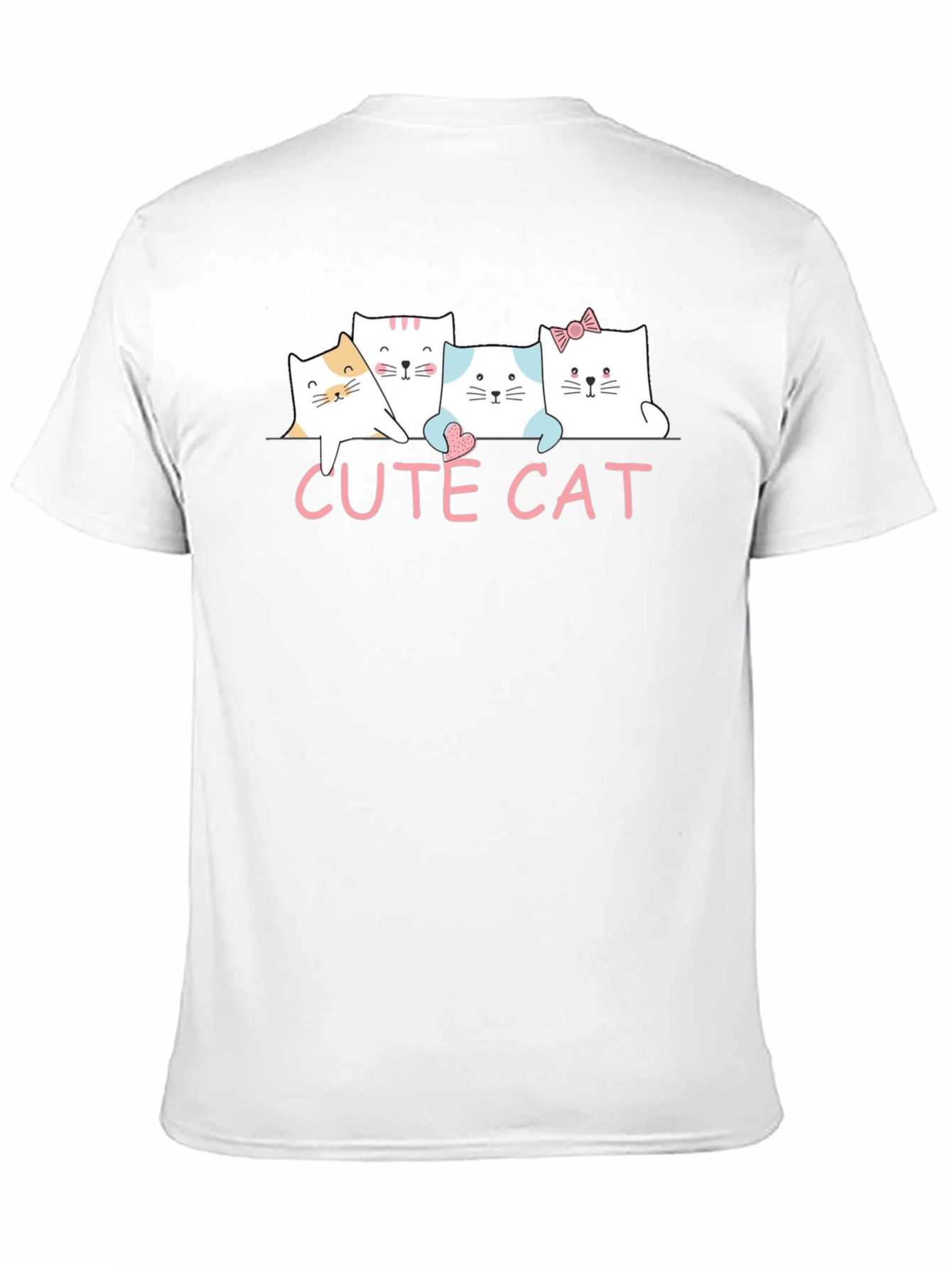 Cute Cat Graphic Print Black T-Shirt