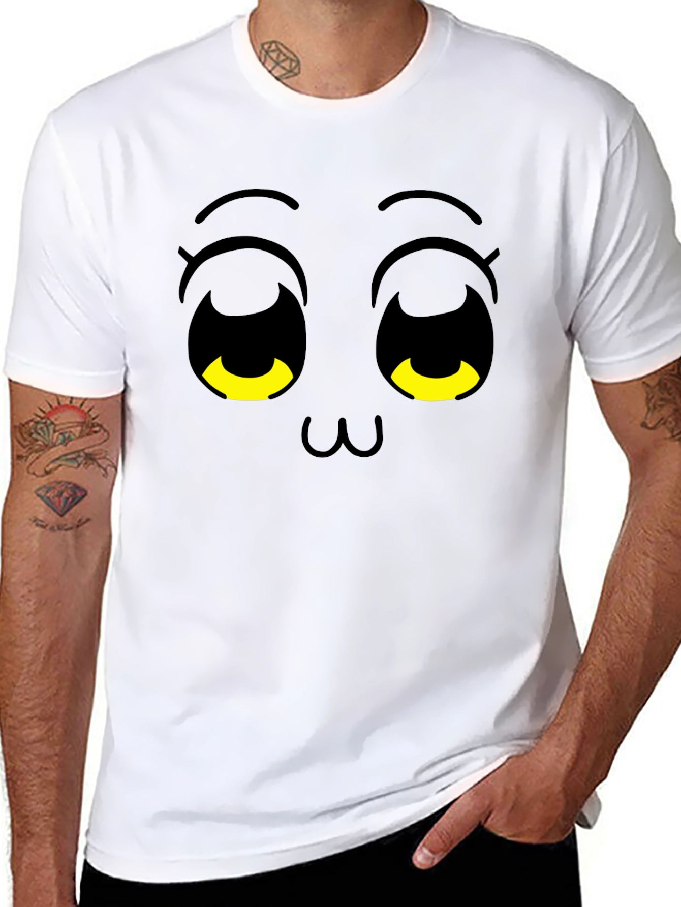 Cute Anime Face Black T-Shirt