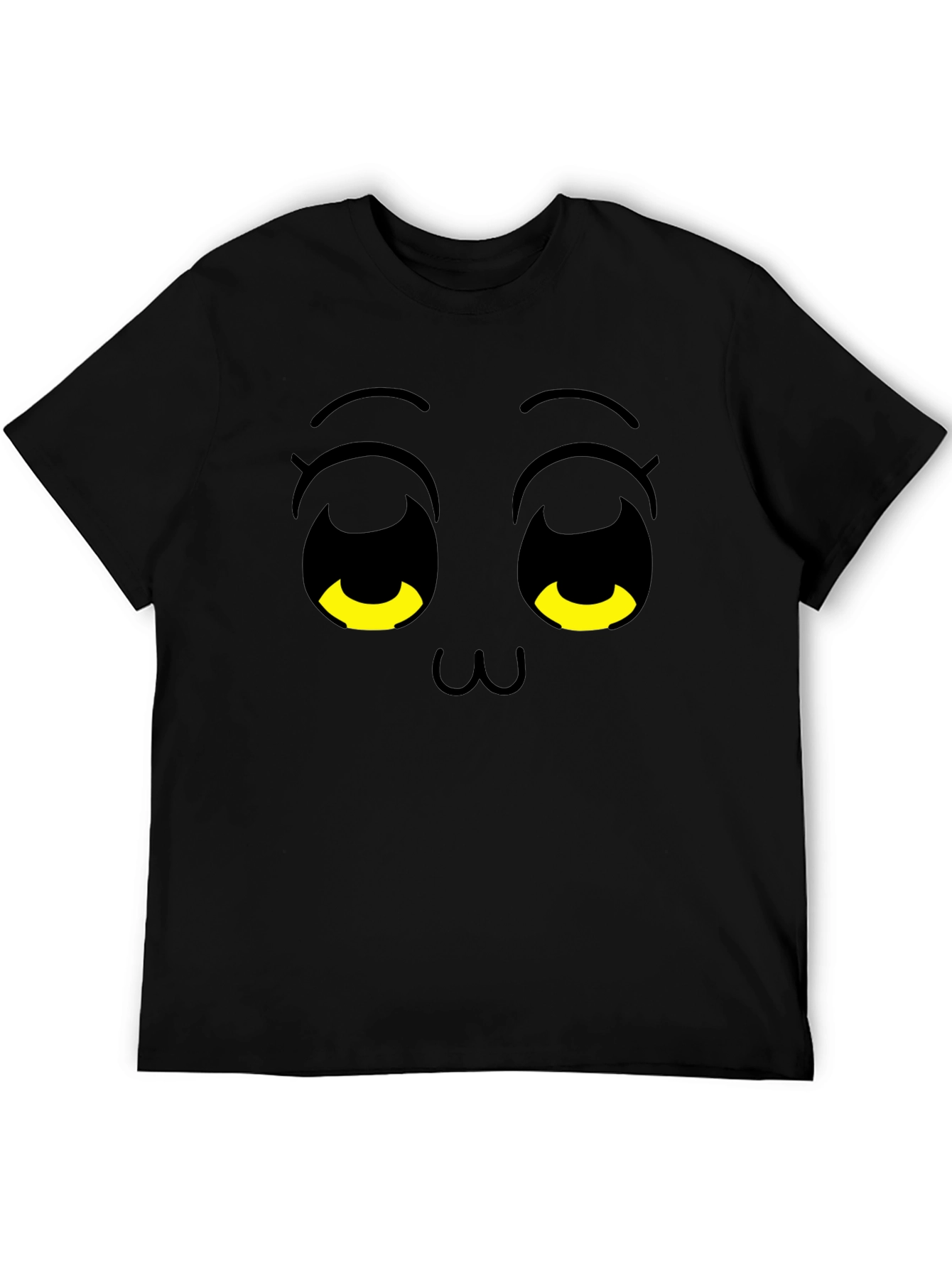 Cute Anime Face Black T-Shirt