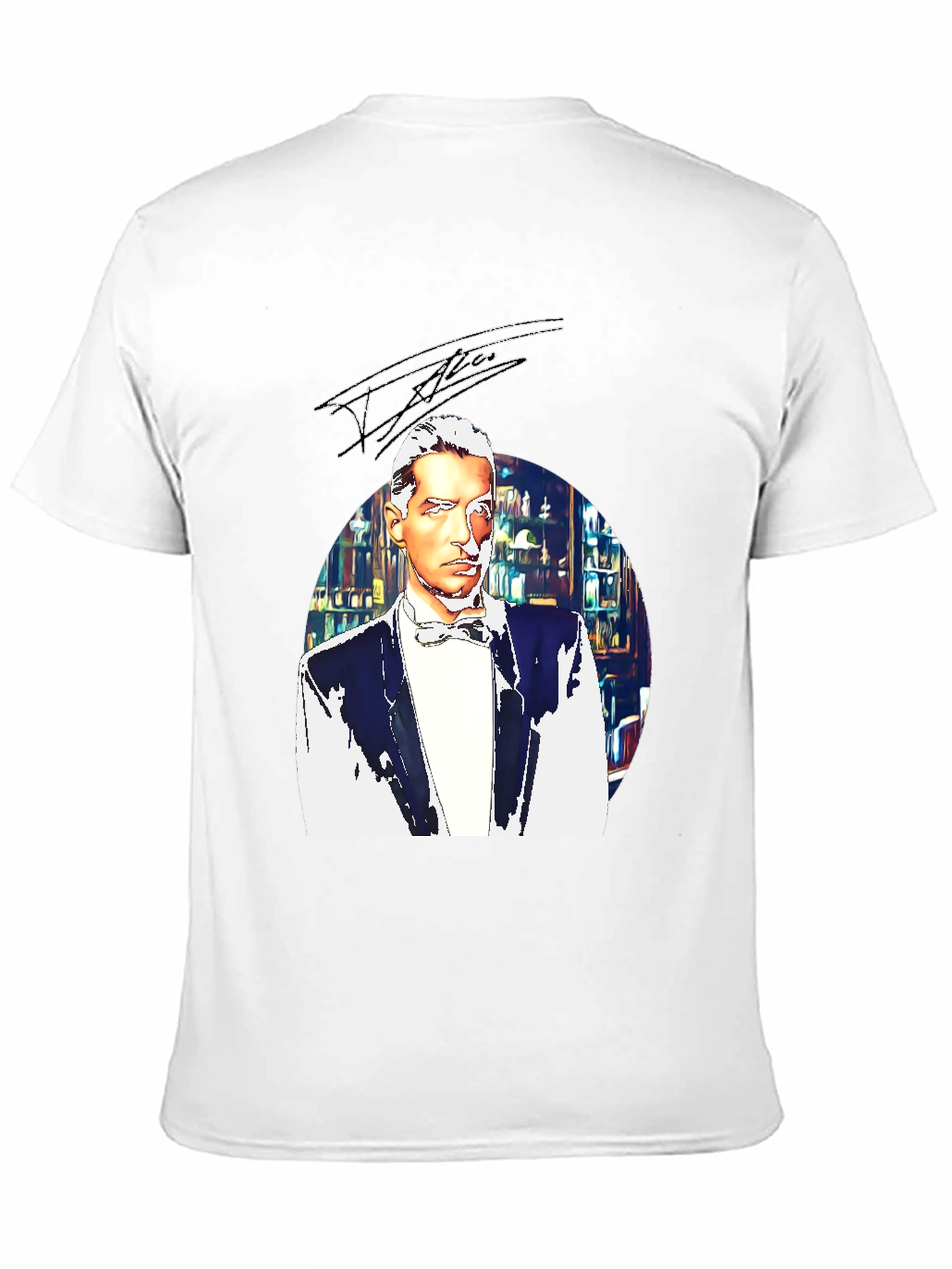 Elegant Man T-Shirt - Bowtie & Library Design