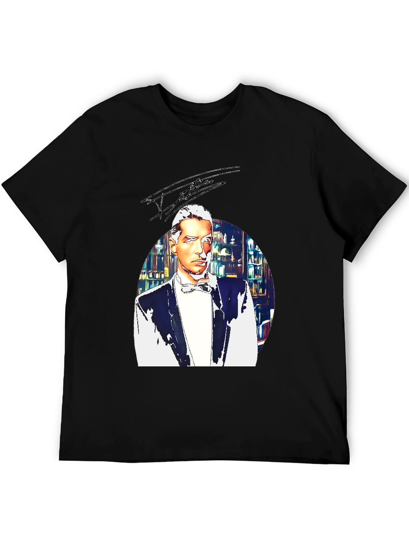 Elegant Man T-Shirt - Bowtie & Library Design