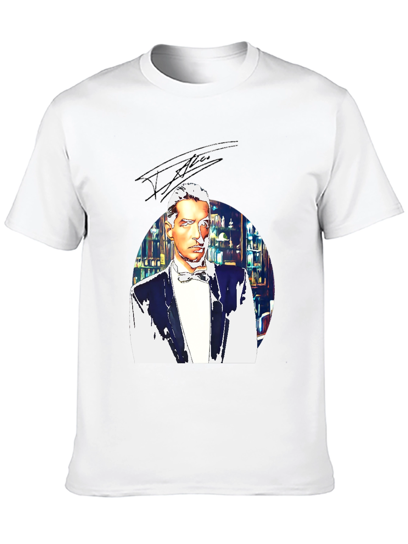 Elegant Man T-Shirt - Bowtie & Library Design