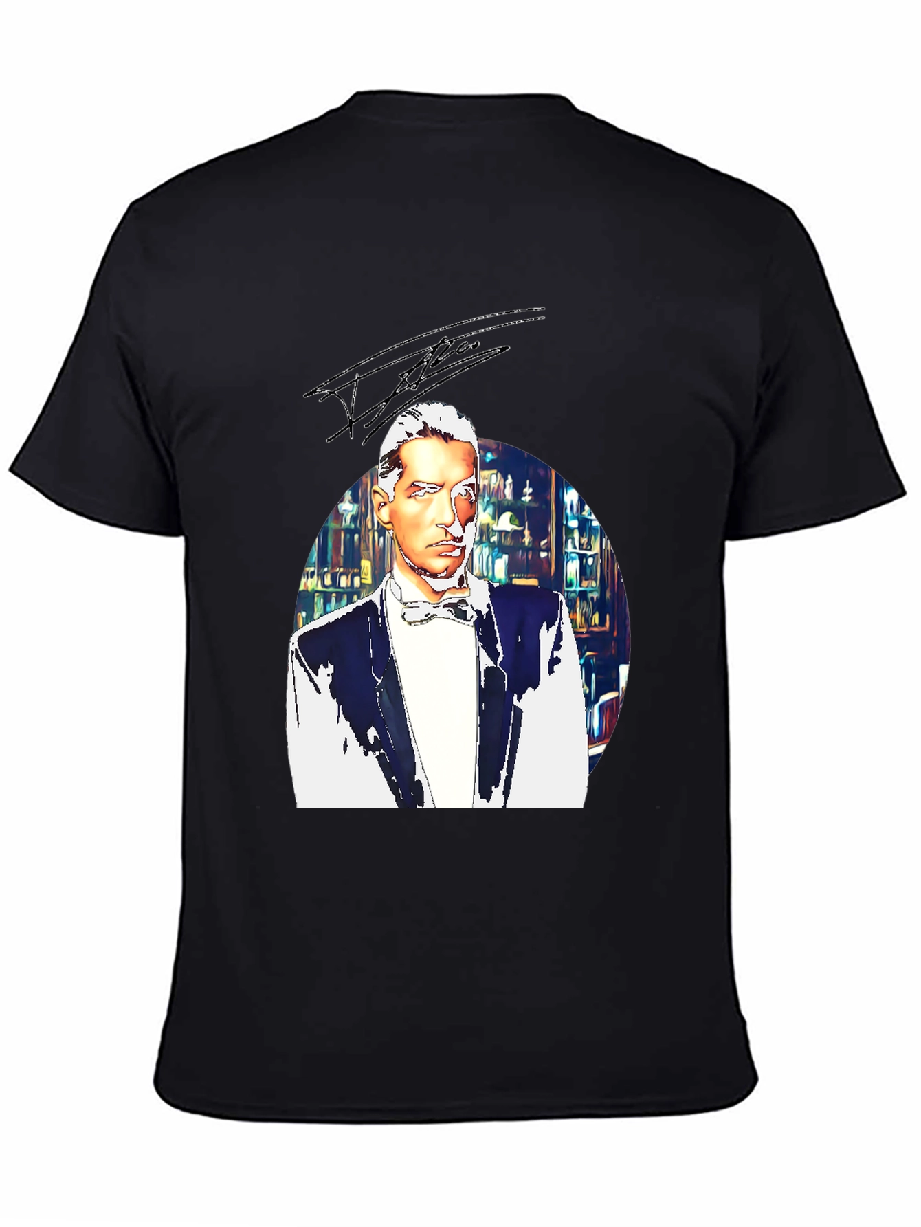Elegant Man T-Shirt - Bowtie & Library Design