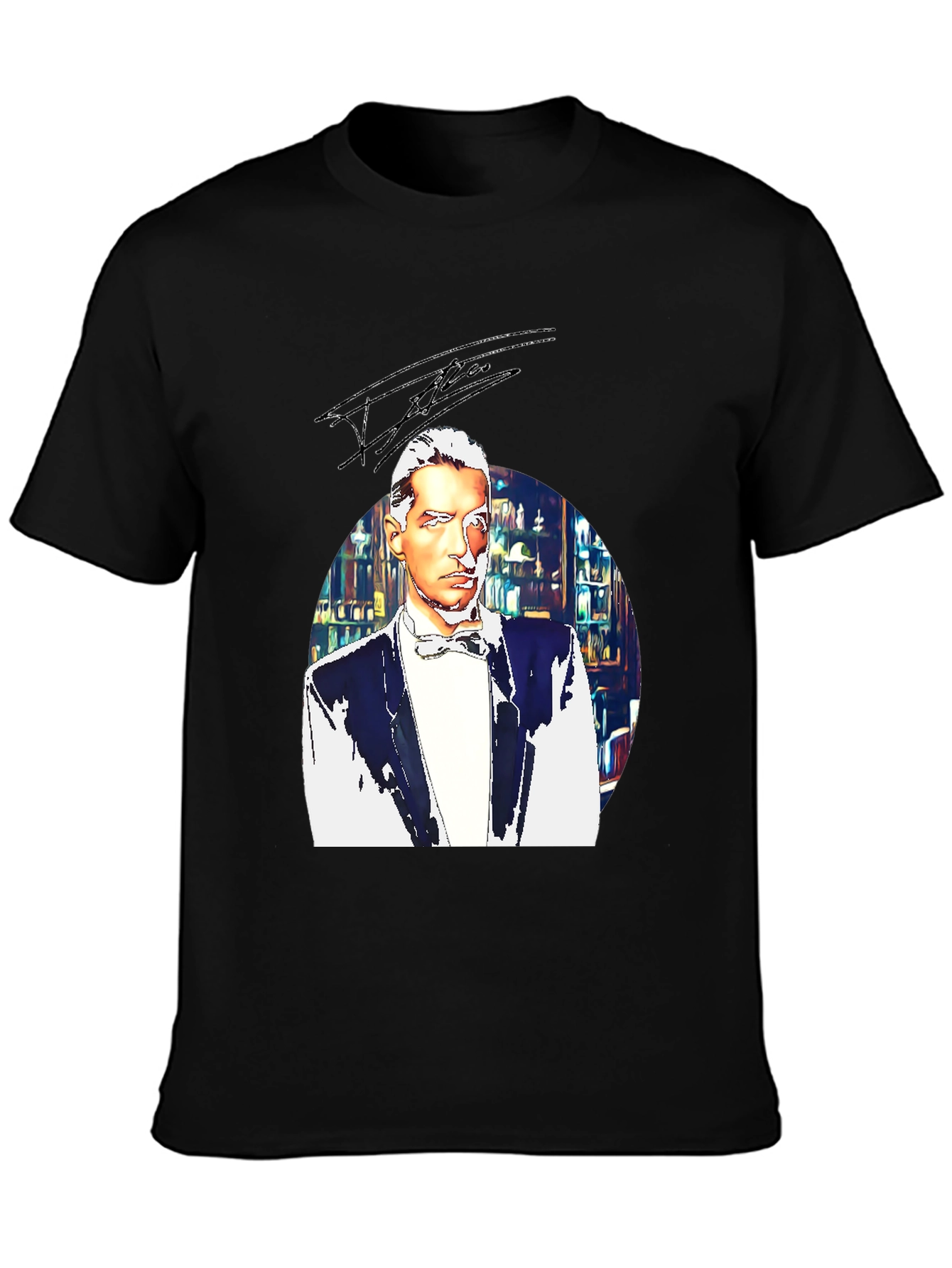 Elegant Man T-Shirt - Bowtie & Library Design