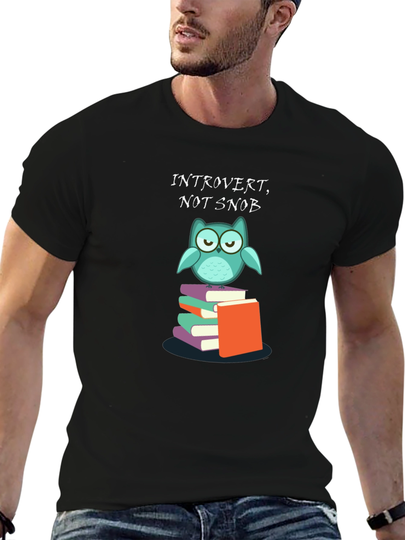 Introvert Not Snob Owl Books Graphic Tee