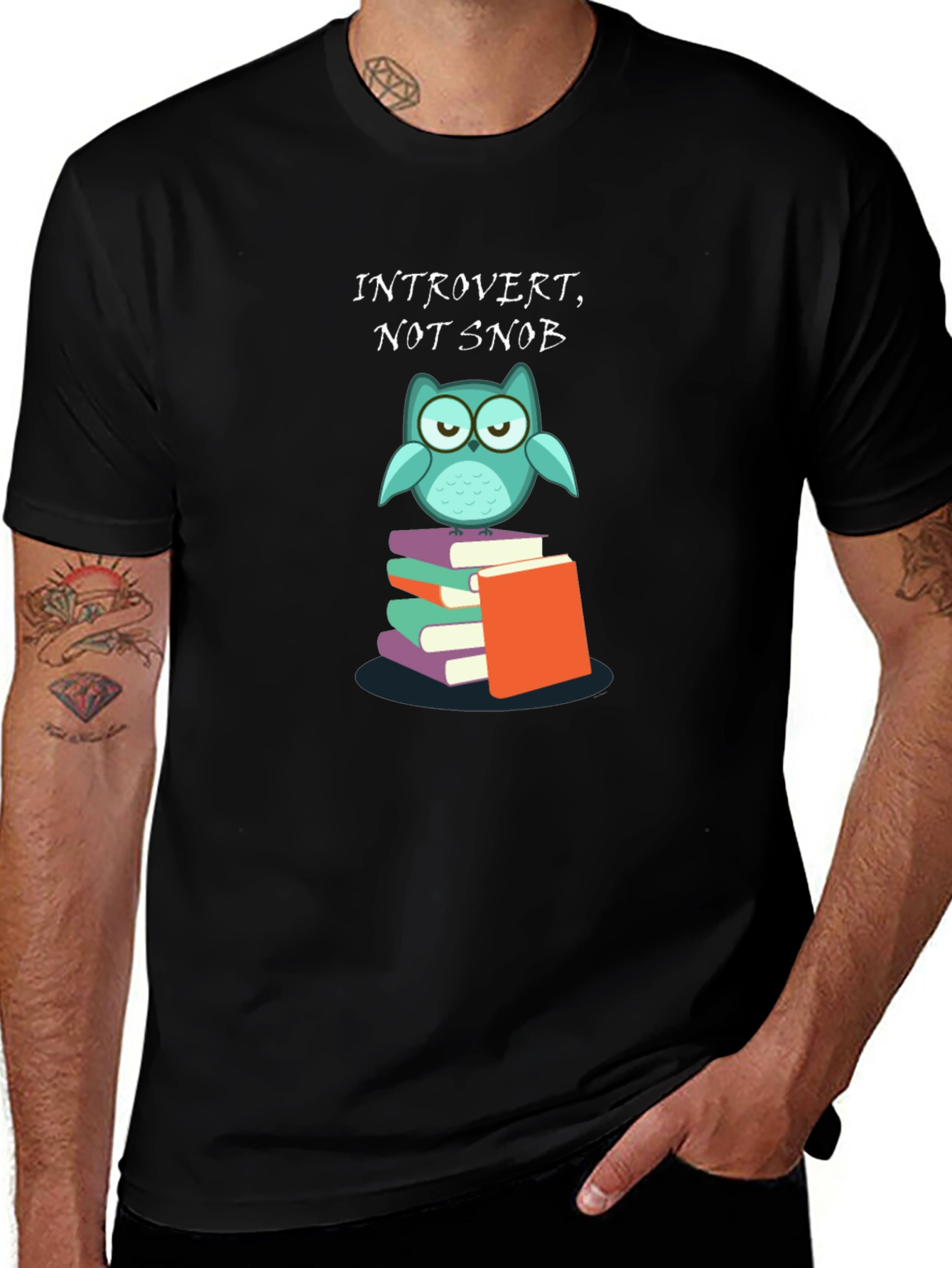 Introvert Not Snob Owl Books Graphic Tee