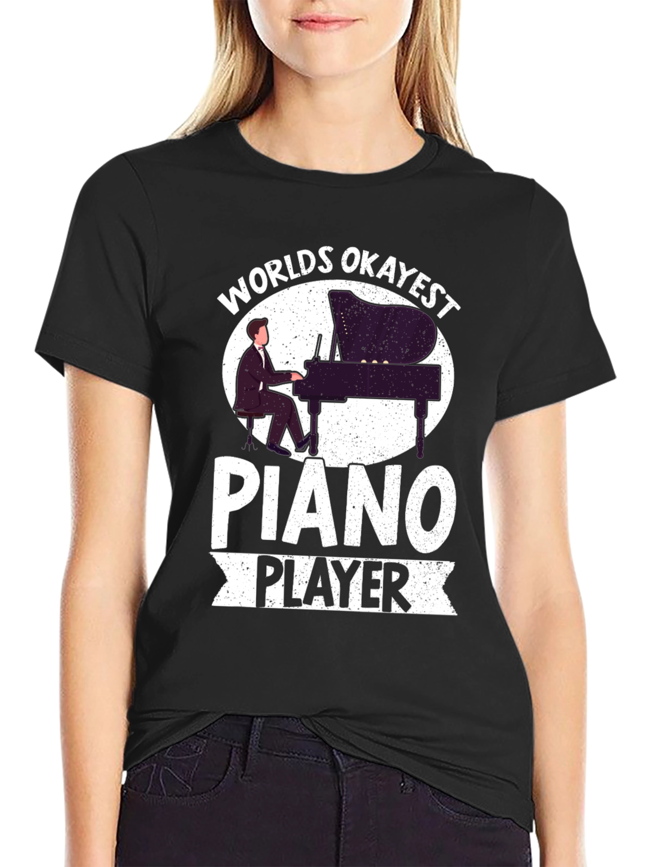 Worlds Okayest Piano Player Graphic T-Shirt