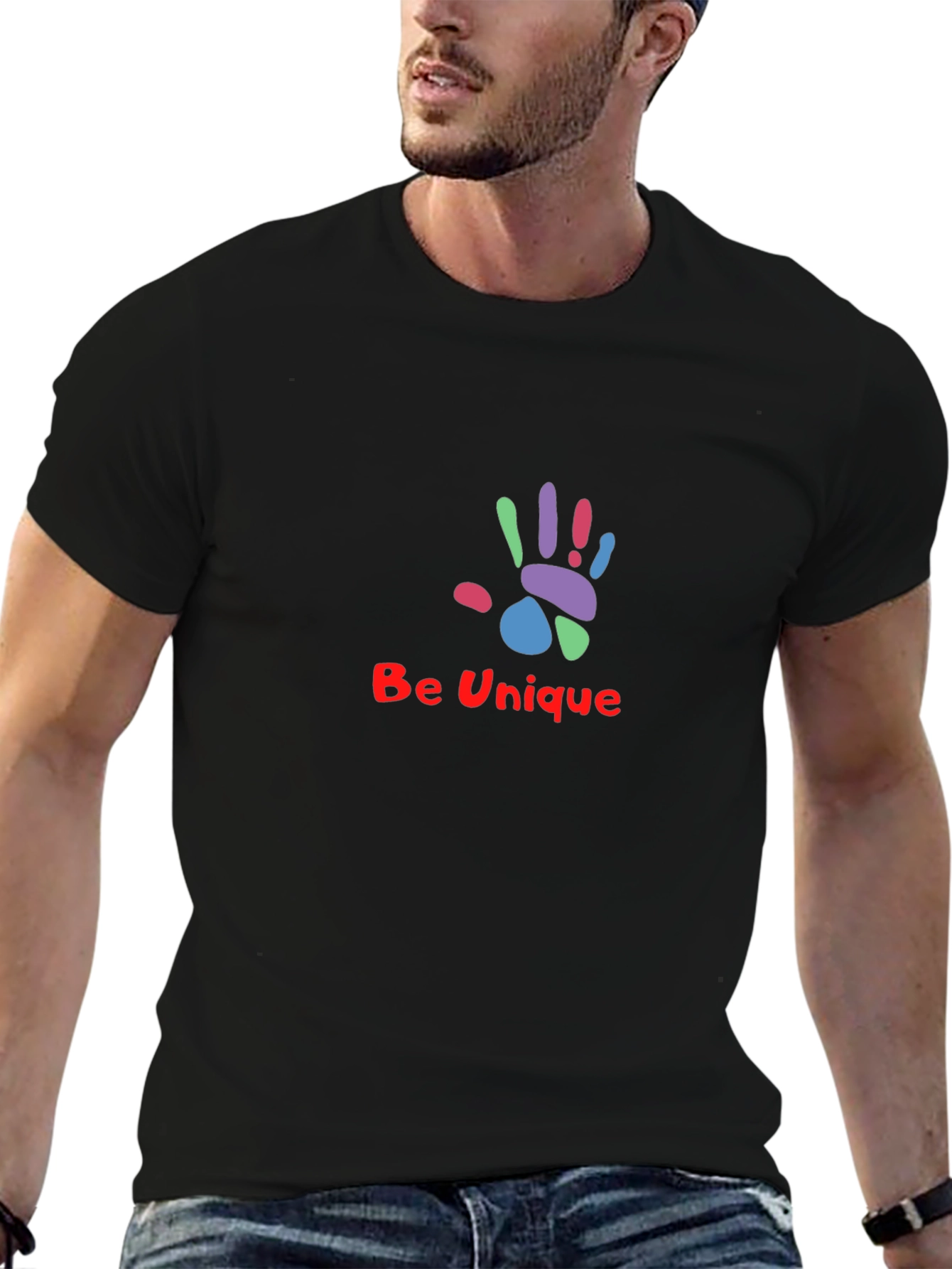 Unique Handprint Graphic Tee - Stylish Black T-Shirt