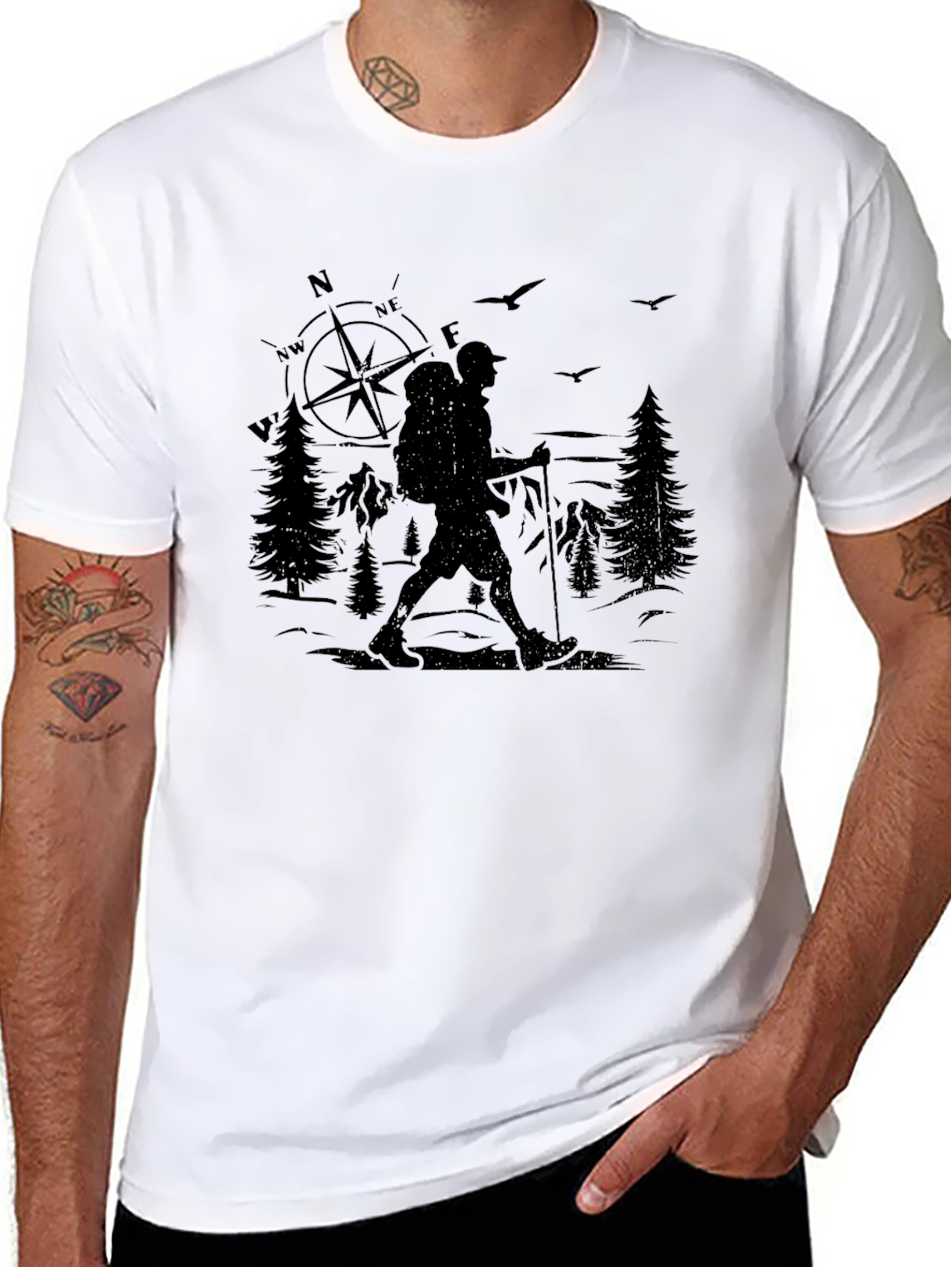 Hiking Compass Graphic Tee - Adventure Awaits