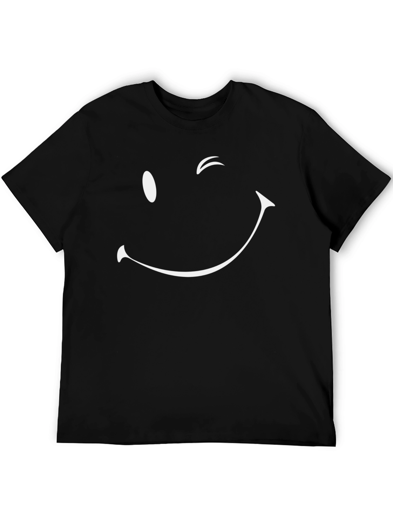 Winking Smiley Face Graphic Tee - Black