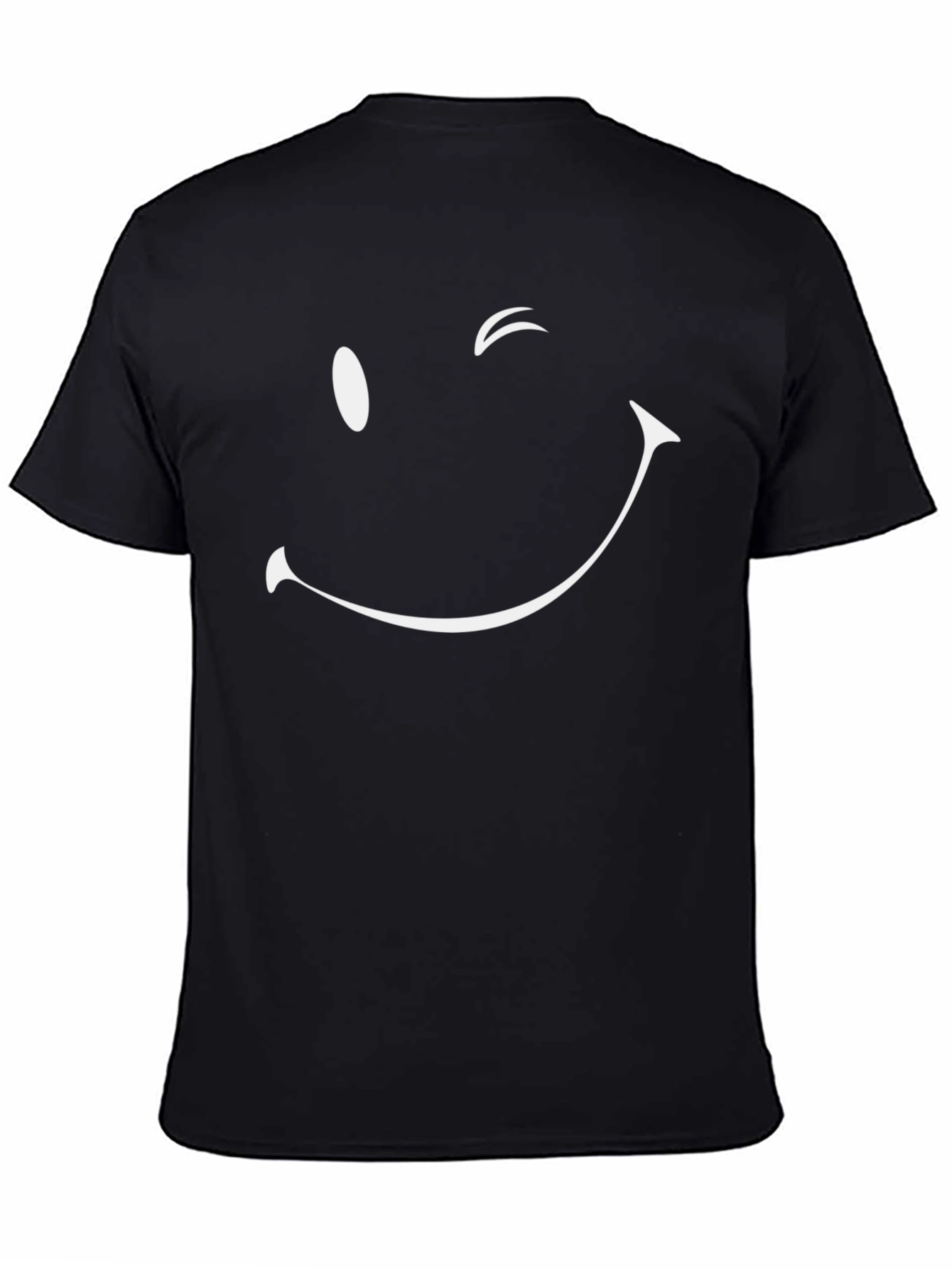 Winking Smiley Face Graphic Tee - Black