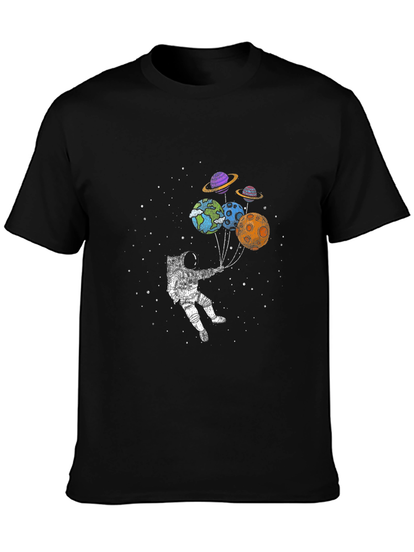 Astronaut Planet Balloon Graphic T-Shirt