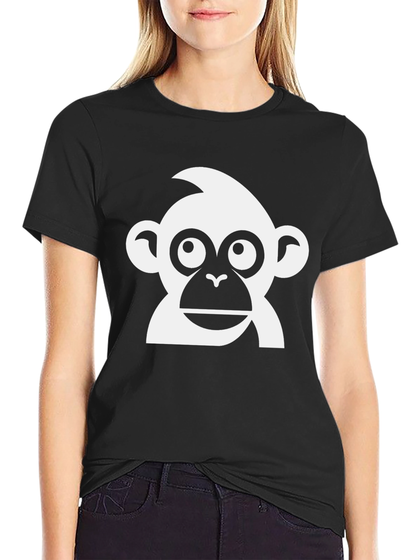 Monkey Graphic Tee - Black Cotton T-Shirt