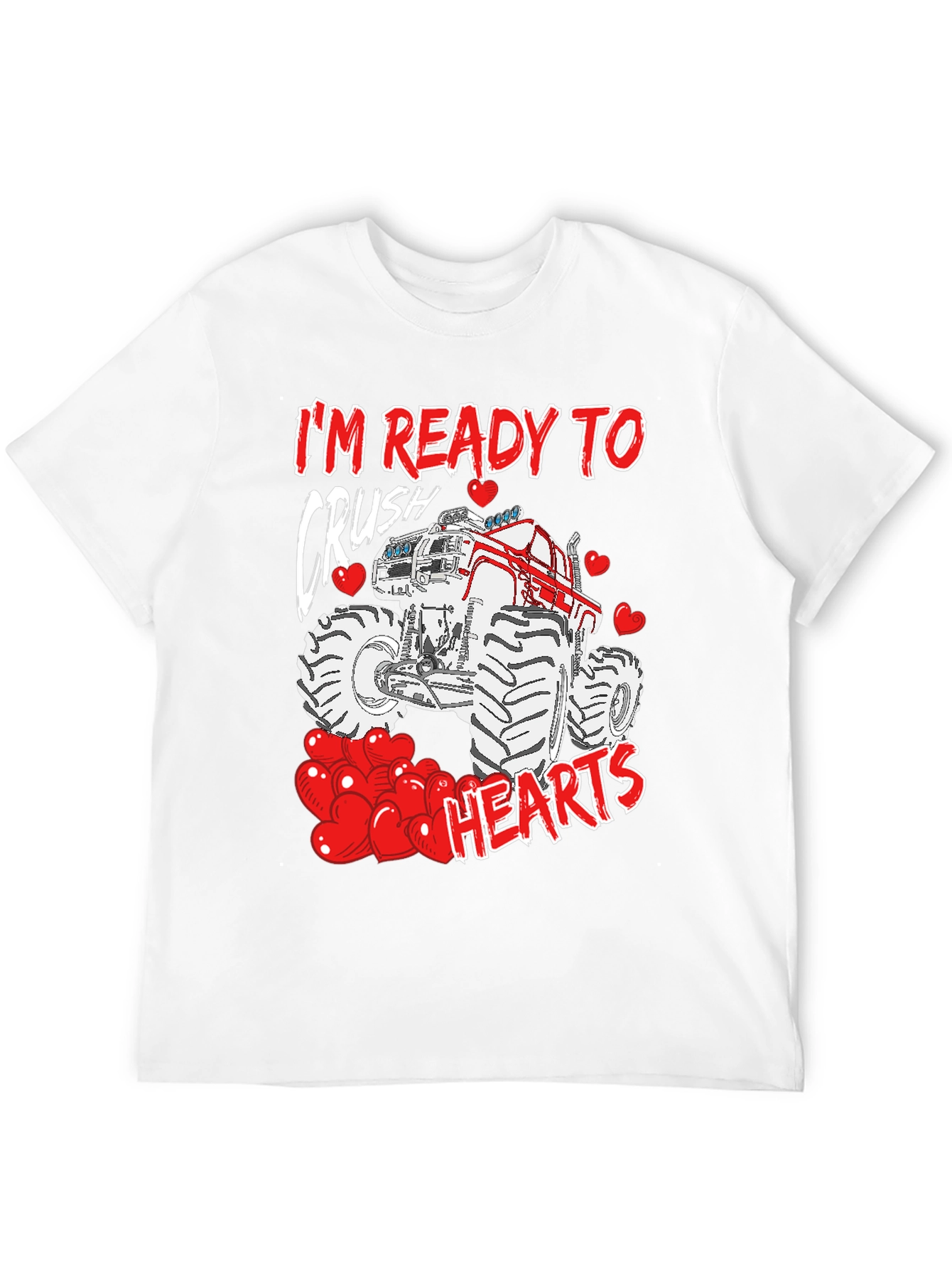 Crush Hearts Monster Truck Valentines Day T-Shirt
