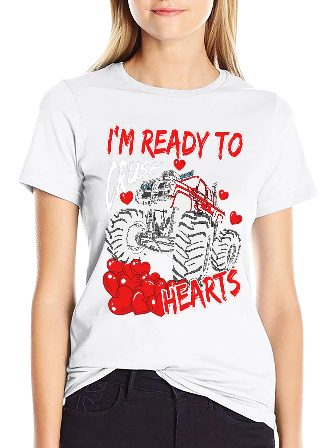 Crush Hearts Monster Truck Valentines Day T-Shirt