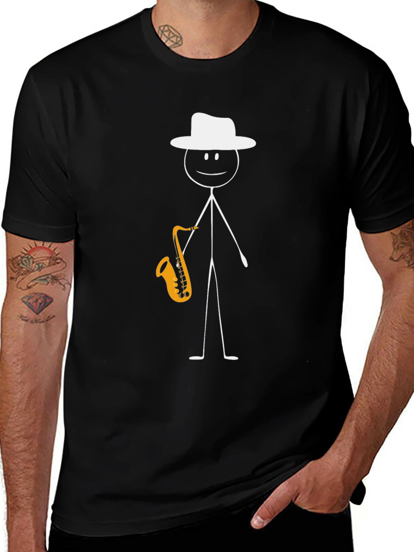 Jazzman Stick Figure T-Shirt - Musical Graphic Tee