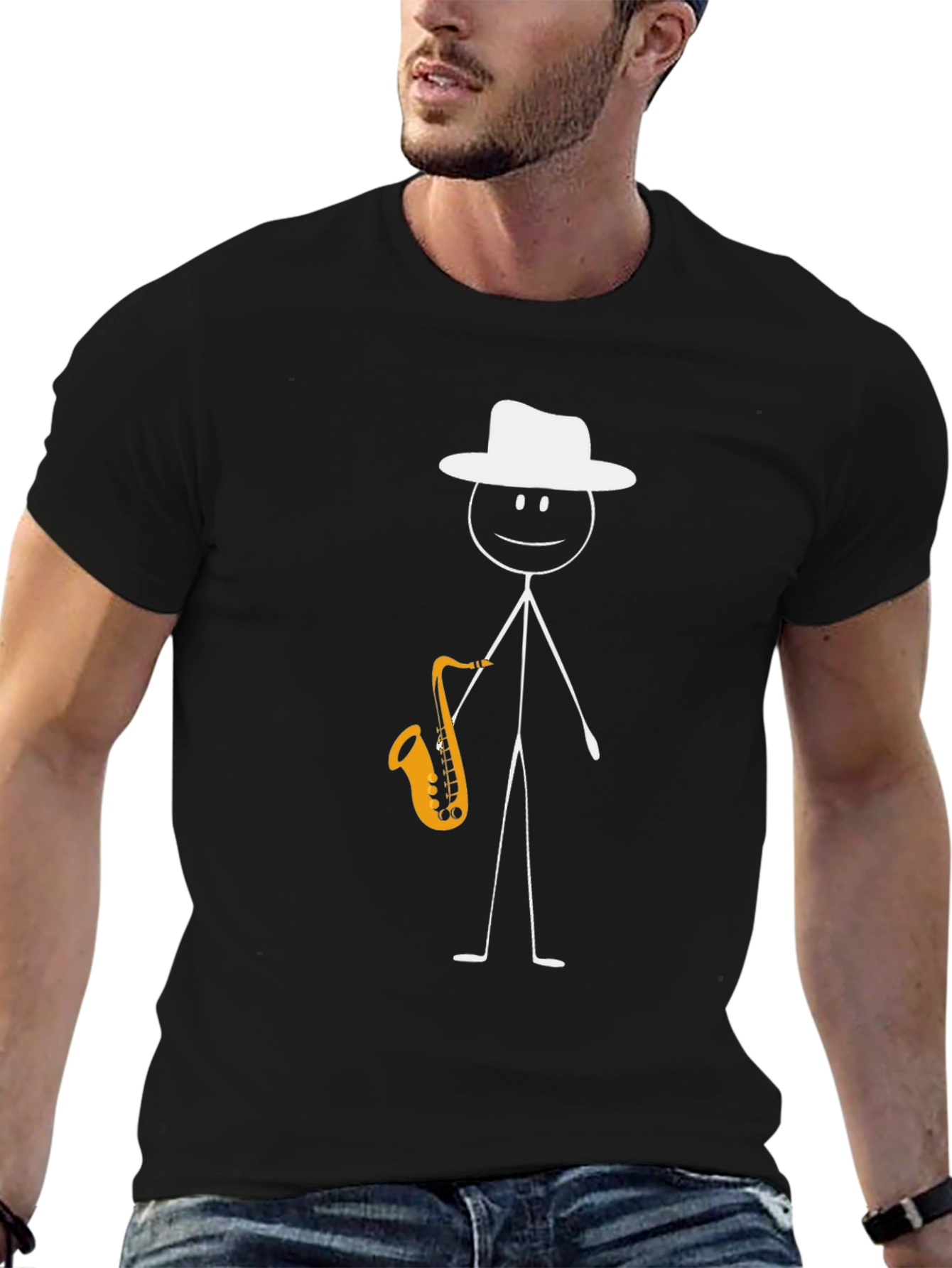 Jazzman Stick Figure T-Shirt - Musical Graphic Tee