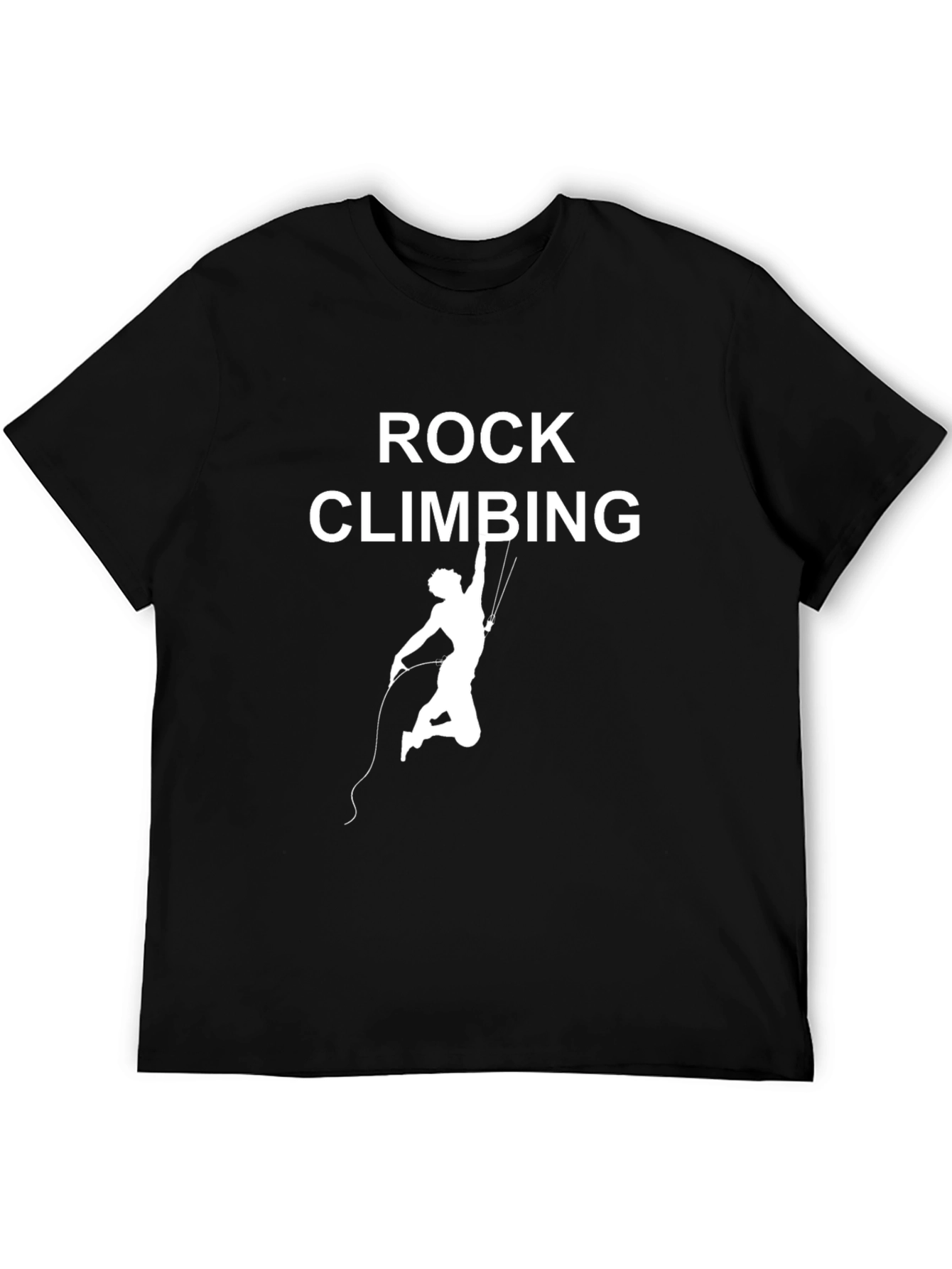 Rock Climbing Graphic Tee - Black Cotton Casual T-Shirt