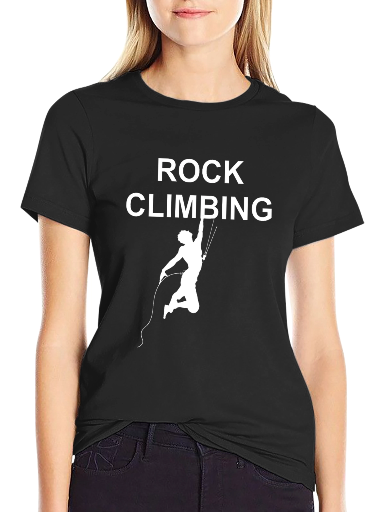 Rock Climbing Graphic Tee - Black Cotton Casual T-Shirt
