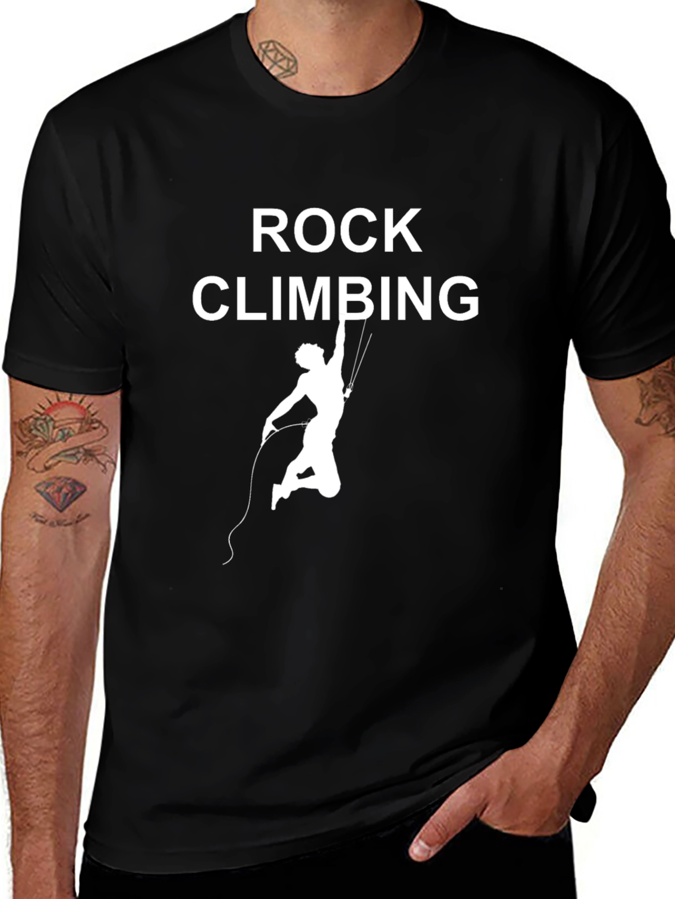 Rock Climbing Graphic Tee - Black Cotton Casual T-Shirt