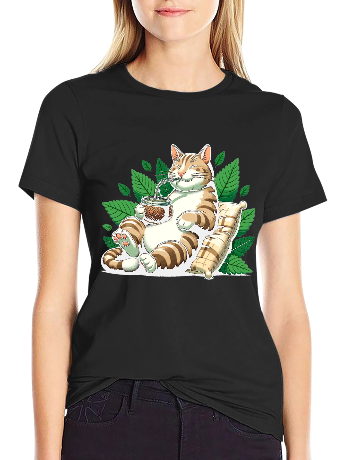 Cat Drinking Mate T-Shirt