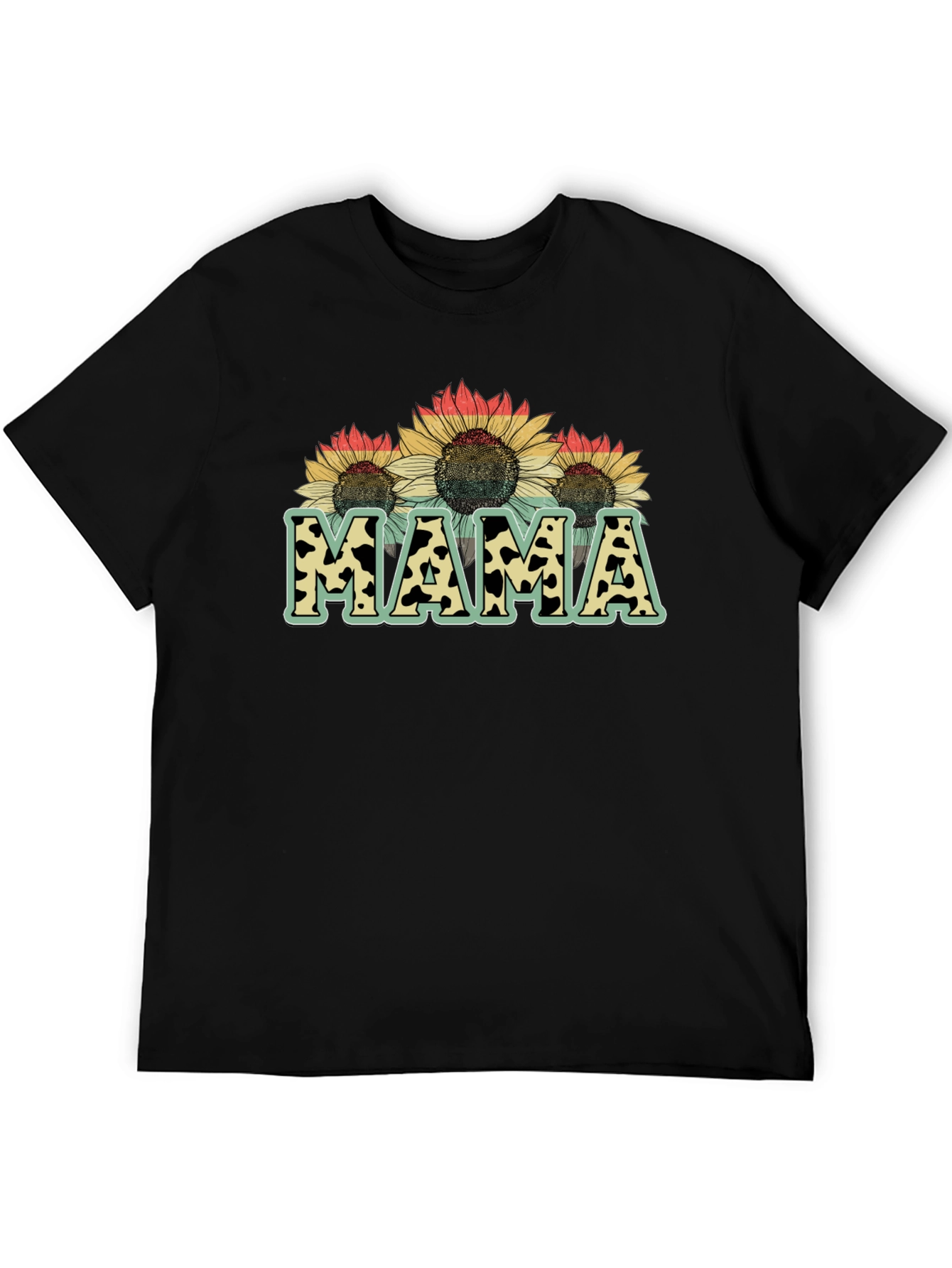 Mama Sunflower Cow Print Graphic Tee