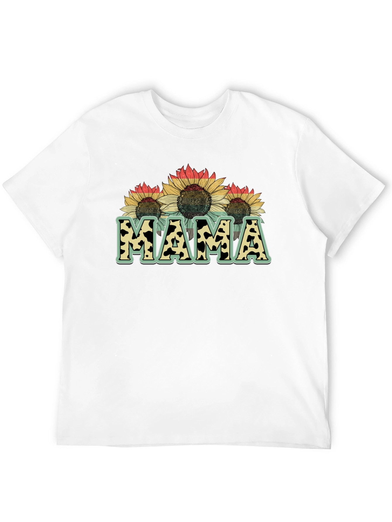Mama Sunflower Cow Print Graphic Tee