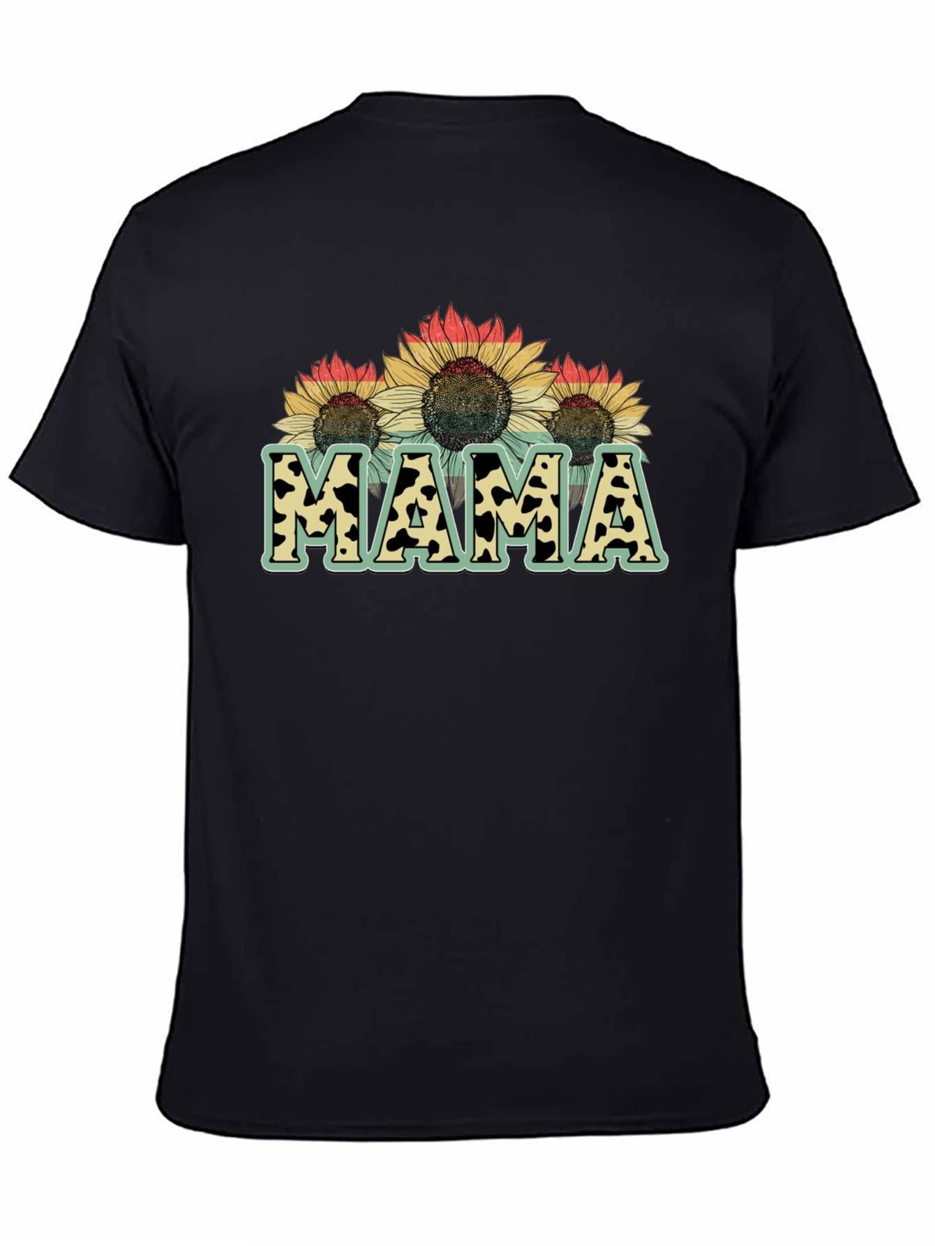Mama Sunflower Cow Print Graphic Tee