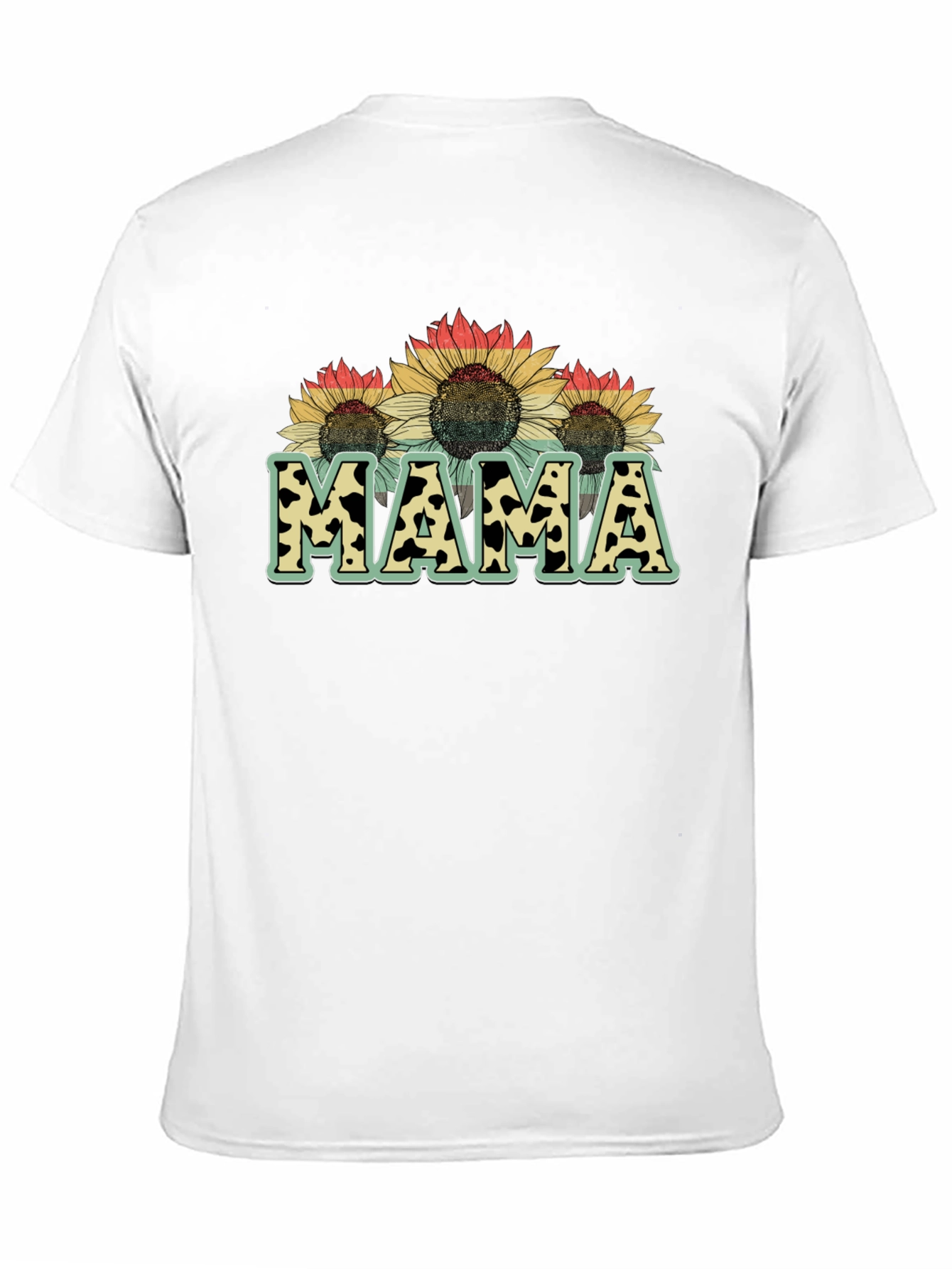 Mama Sunflower Cow Print Graphic Tee