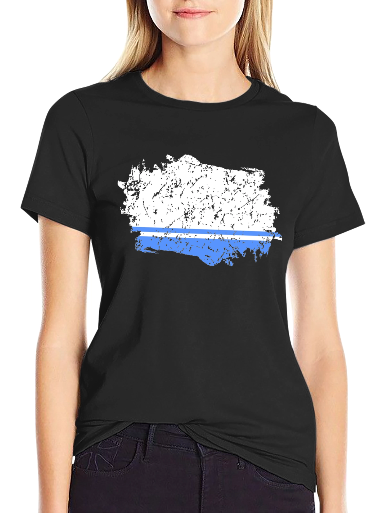 Tatarstan Flag Distressed Graphic Tee - Black