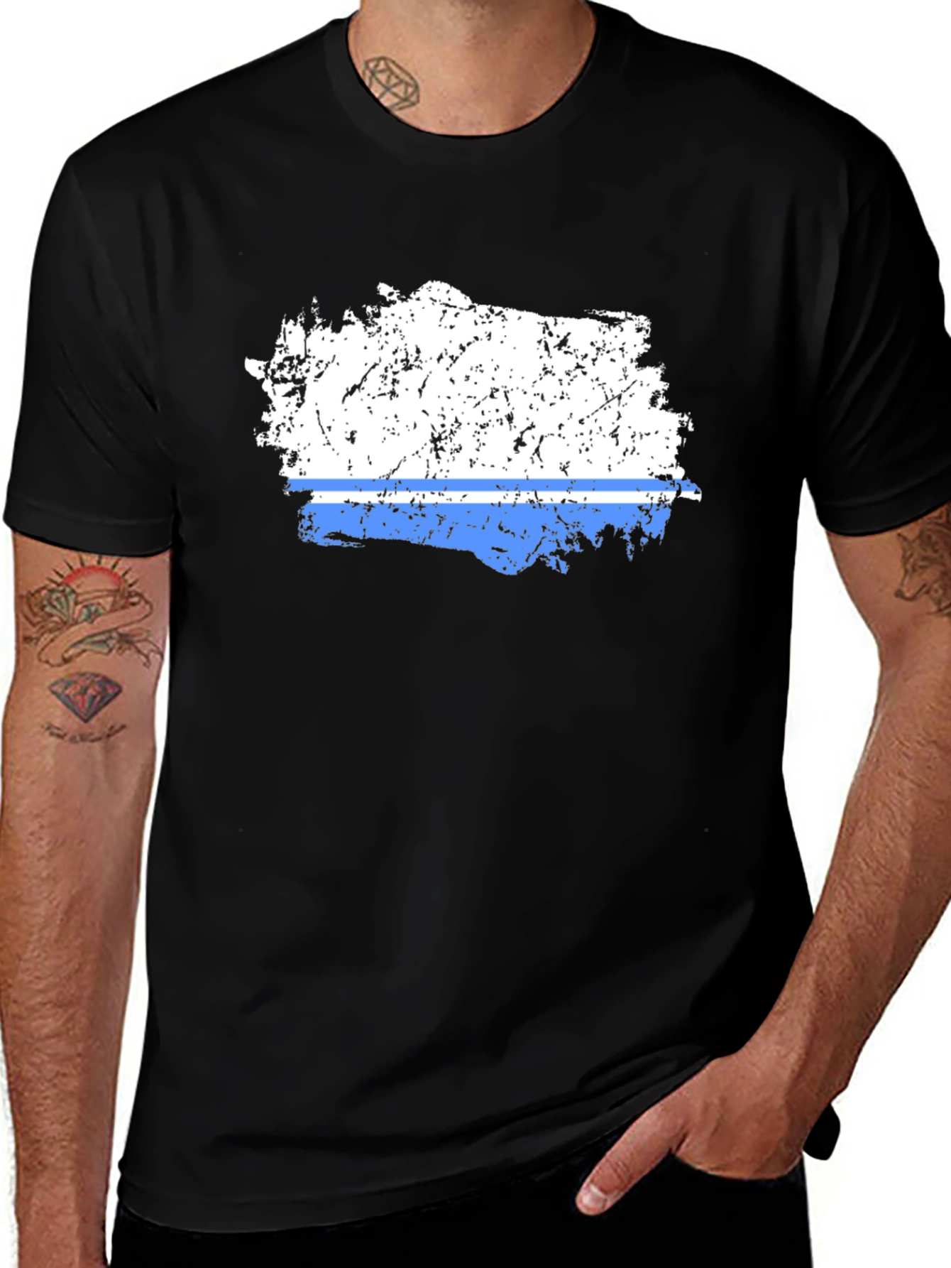 Tatarstan Flag Distressed Graphic Tee - Black