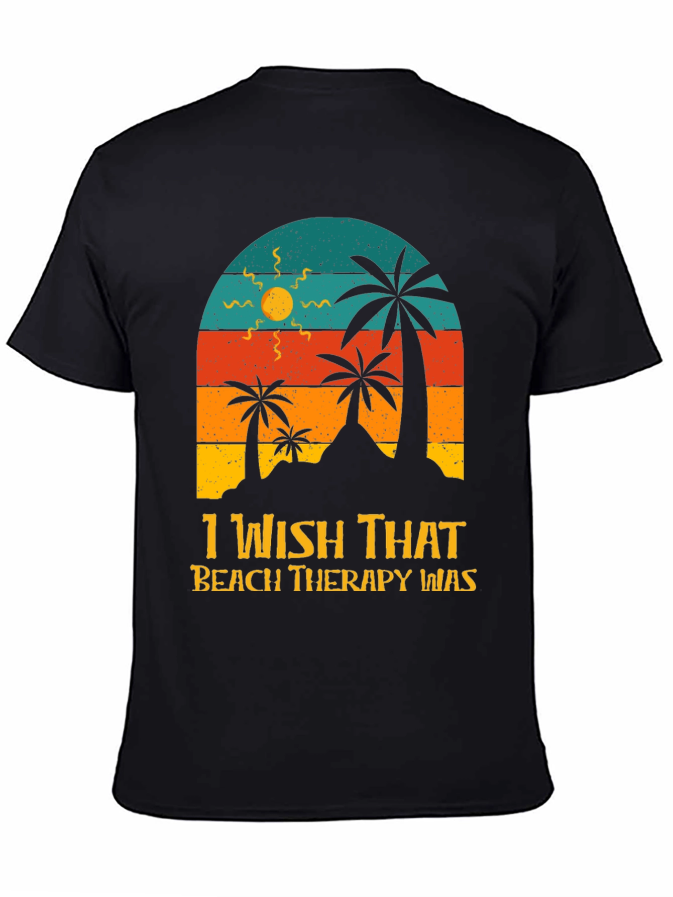 Beach Therapy T-Shirt - Palm Tree Sunset Graphic Tee