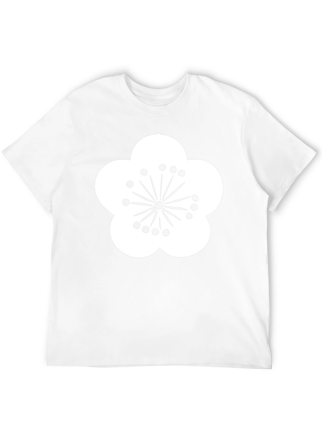 Black T-Shirt with White Flower Design