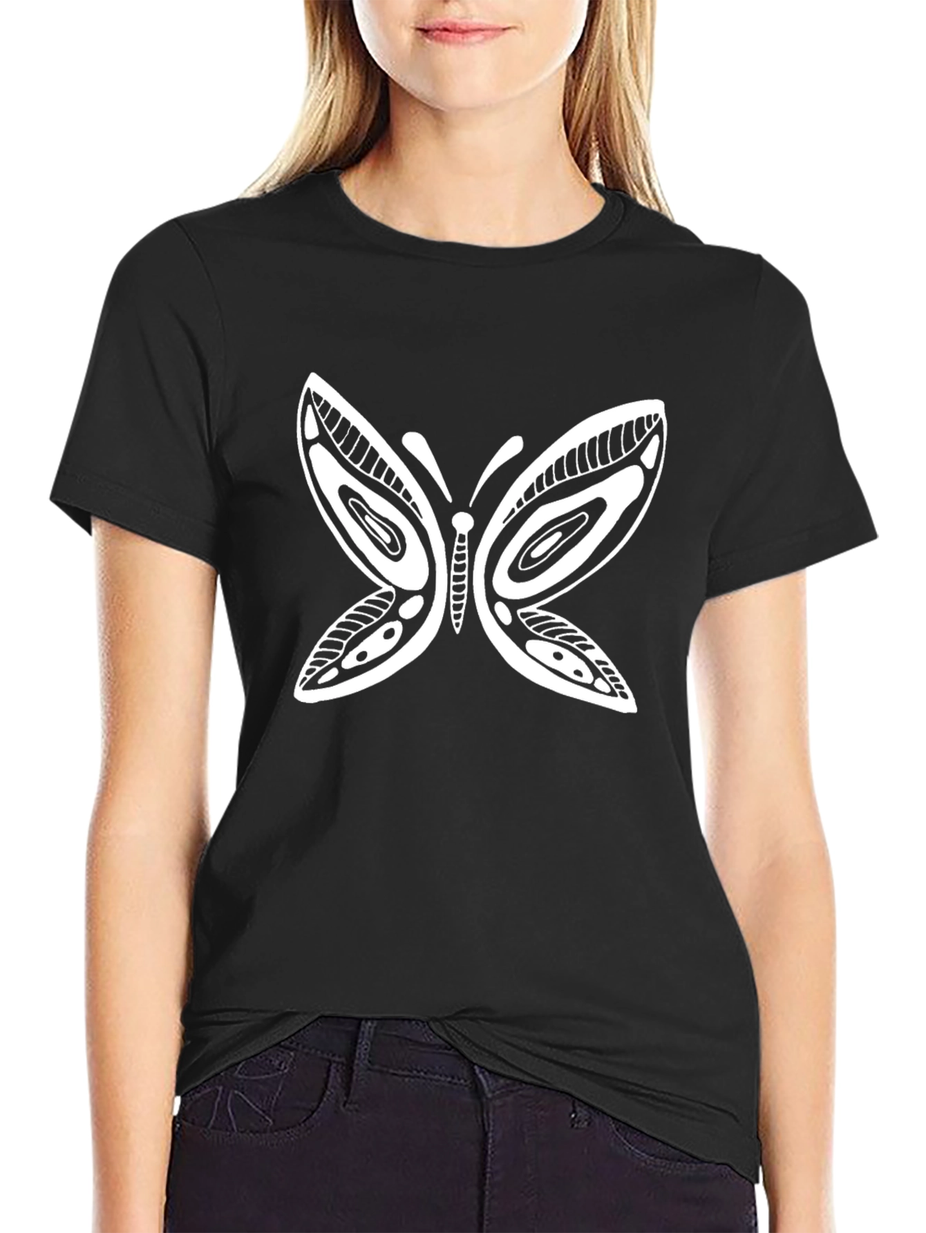 Tribal Butterfly Graphic Tee - Black Unisex T-Shirt
