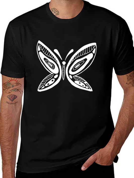 Tribal Butterfly Graphic Tee - Black Unisex T-Shirt