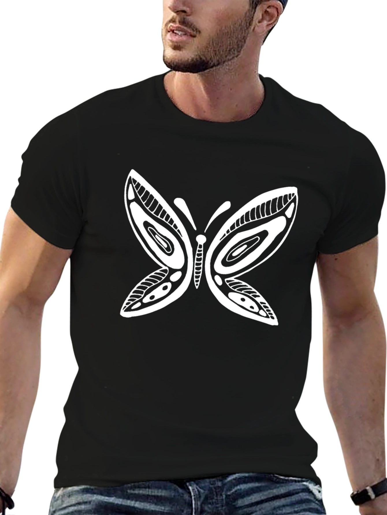 Tribal Butterfly Graphic Tee - Black Unisex T-Shirt