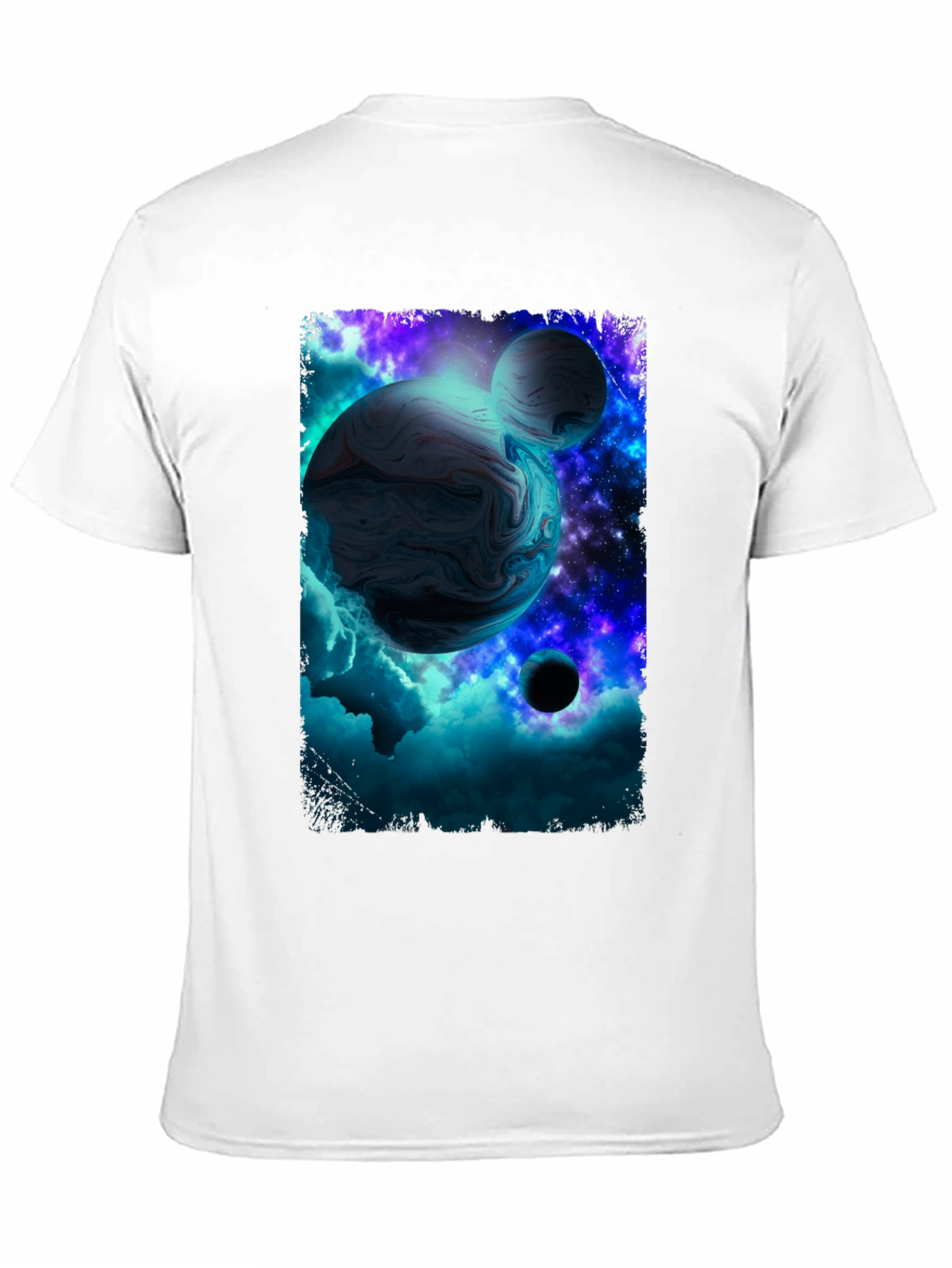 Galaxy Planet Graphic Print Black T-Shirt