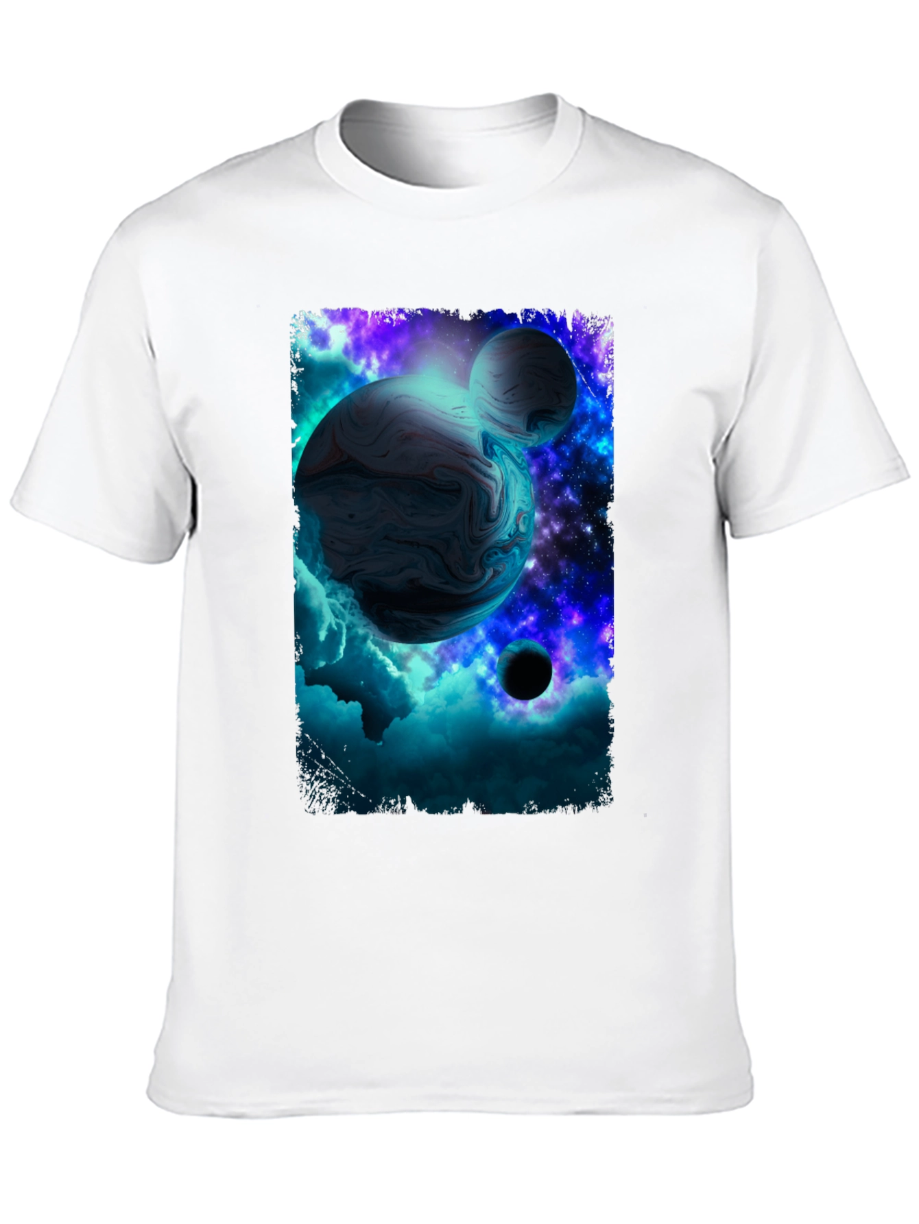 Galaxy Planet Graphic Print Black T-Shirt