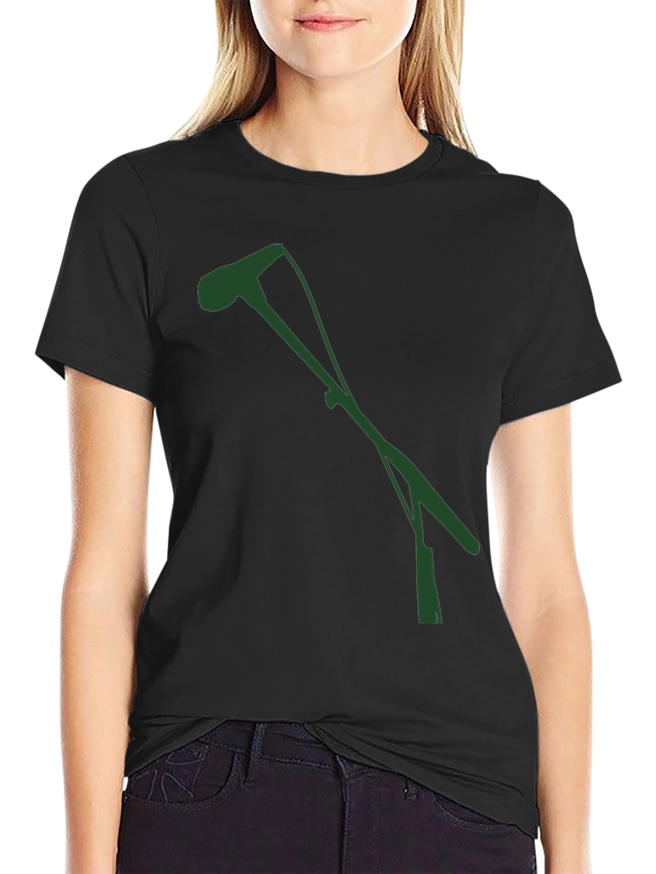Modern Black T-Shirt with Green Graphic