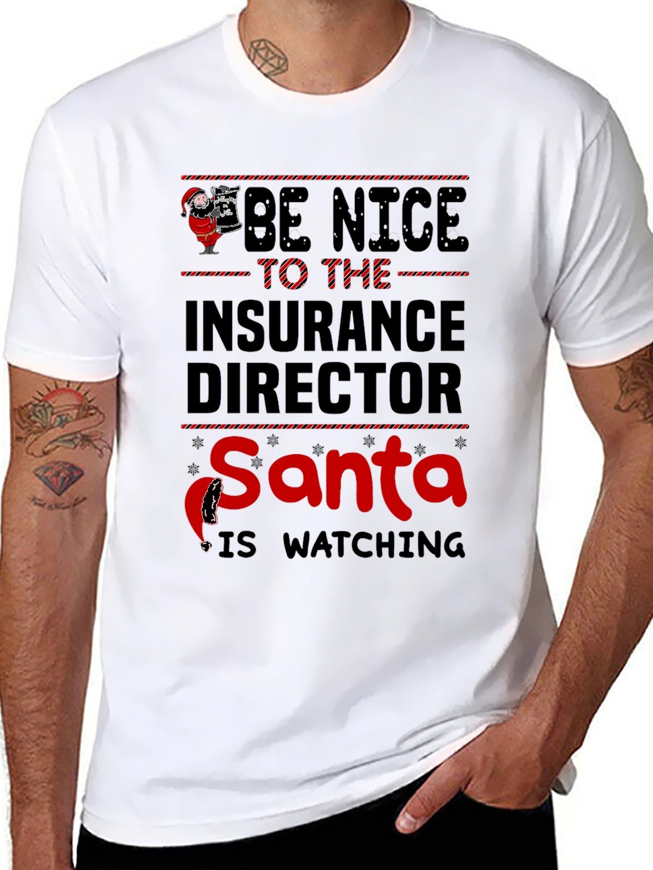 Insurance Director Santa Watching Graphic T-Shirt