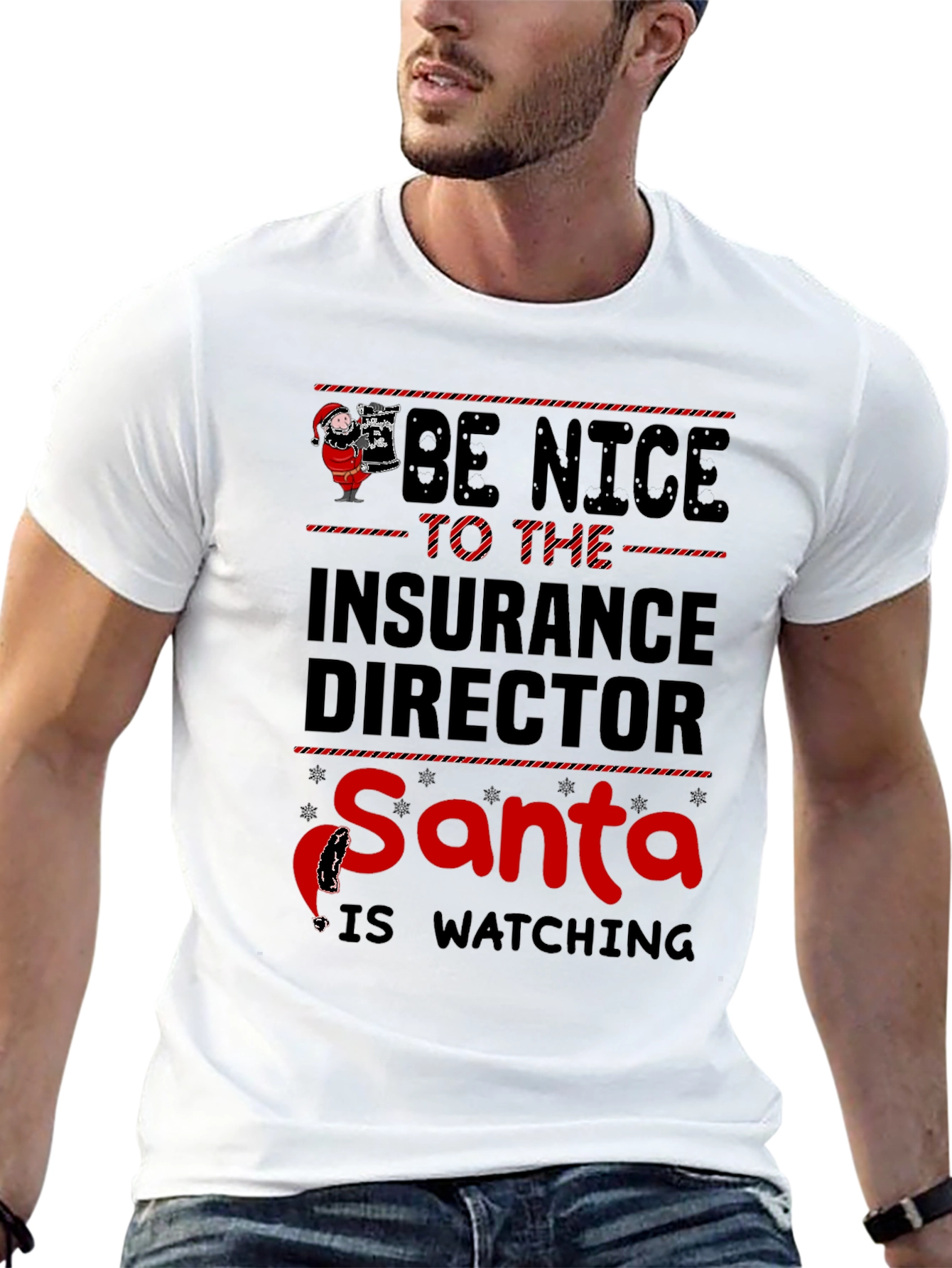 Insurance Director Santa Watching Graphic T-Shirt