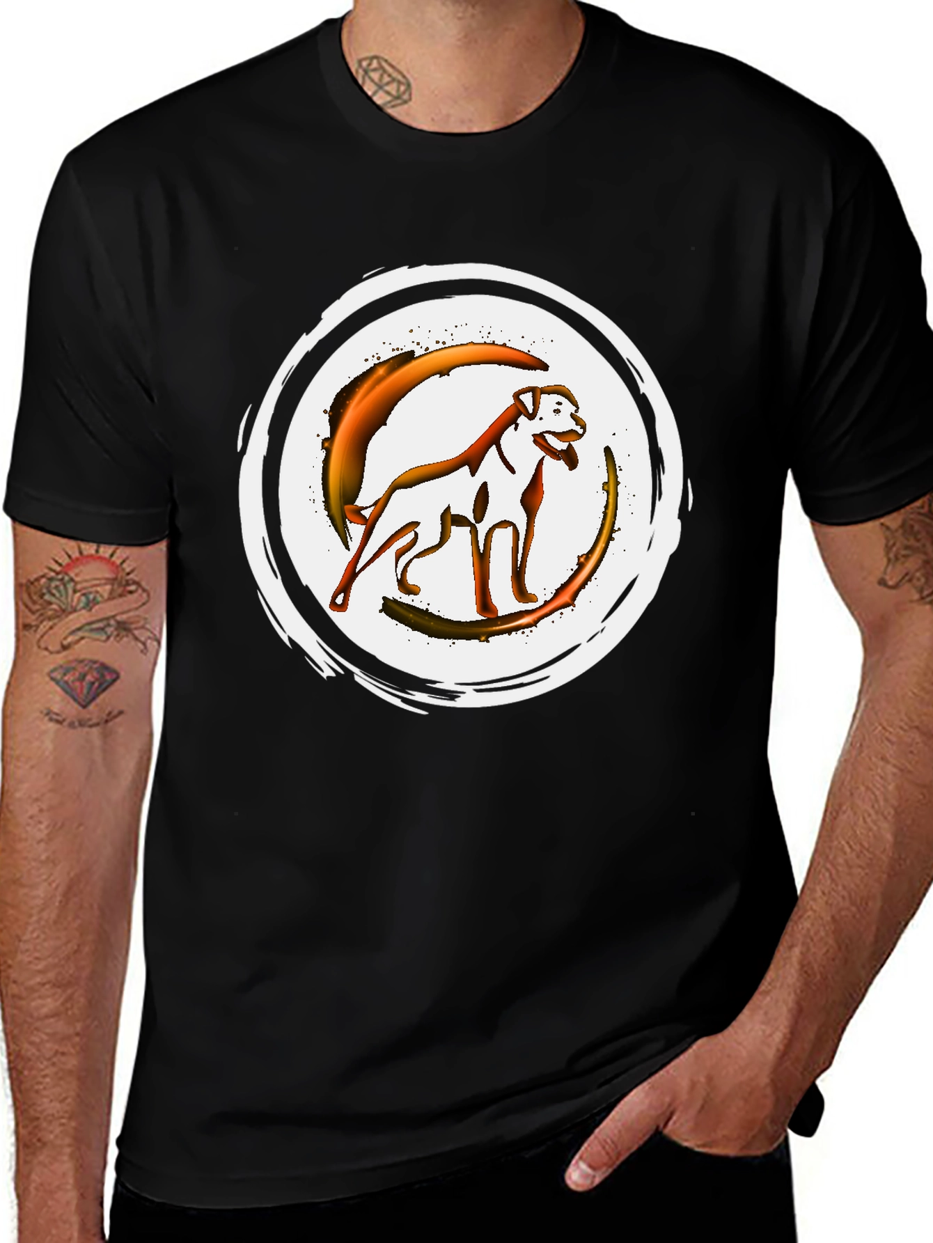 Graphic Dog T-Shirt - Black Crew Neck