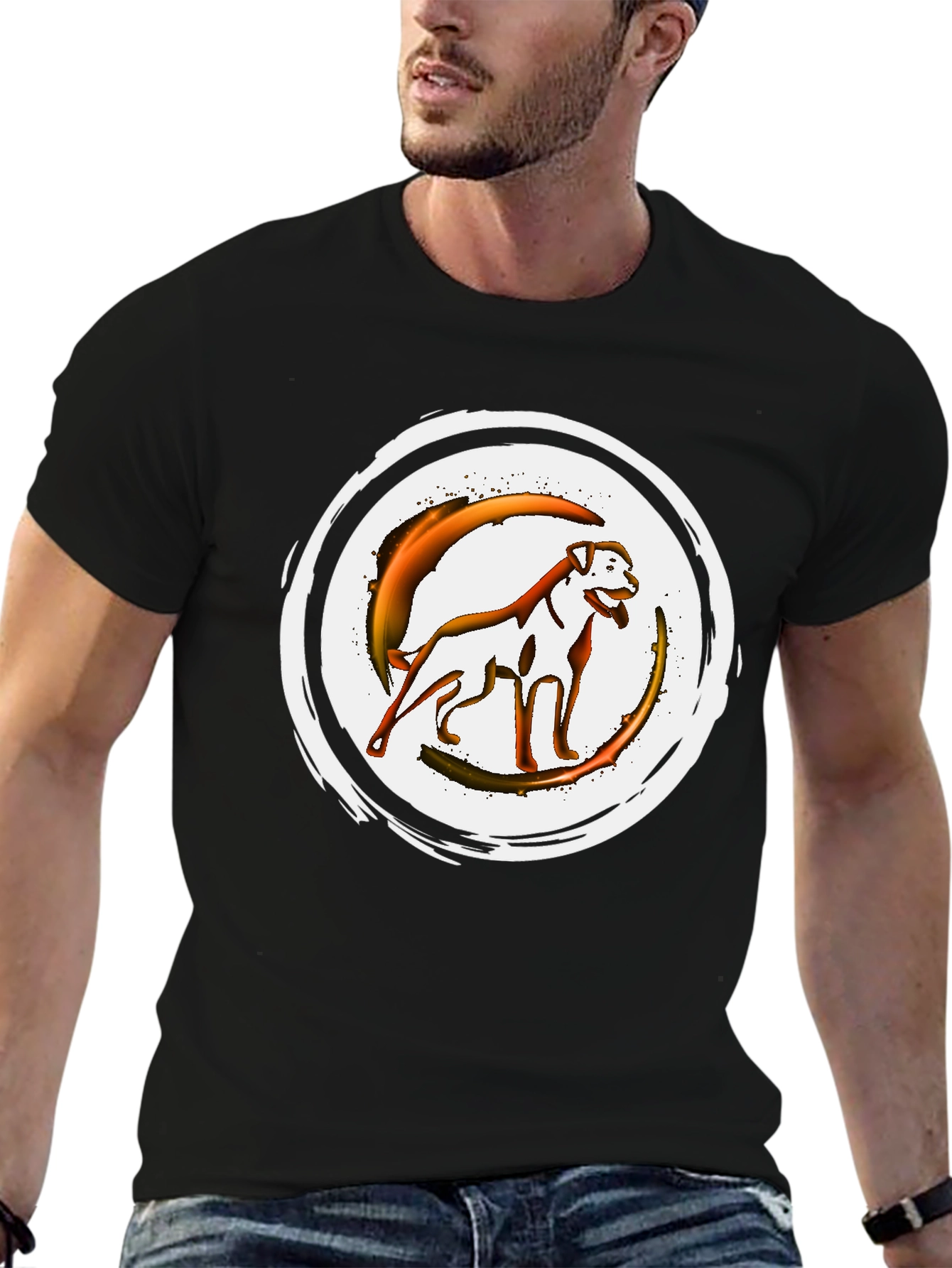 Graphic Dog T-Shirt - Black Crew Neck