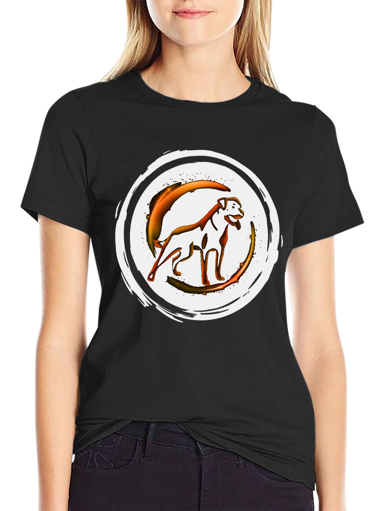 Graphic Dog T-Shirt - Black Crew Neck
