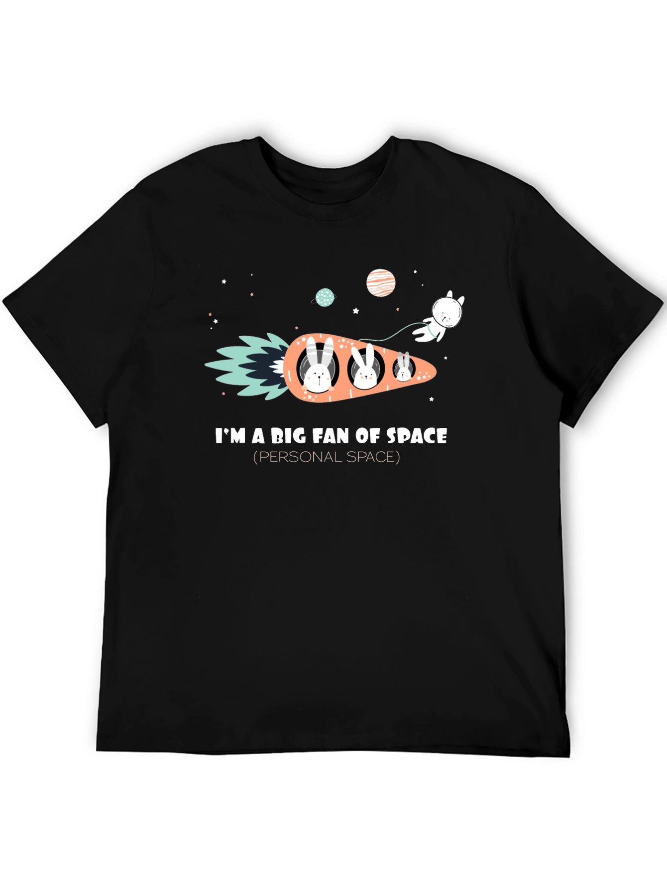 Space Fan Rabbit Carrot Rocket T-Shirt