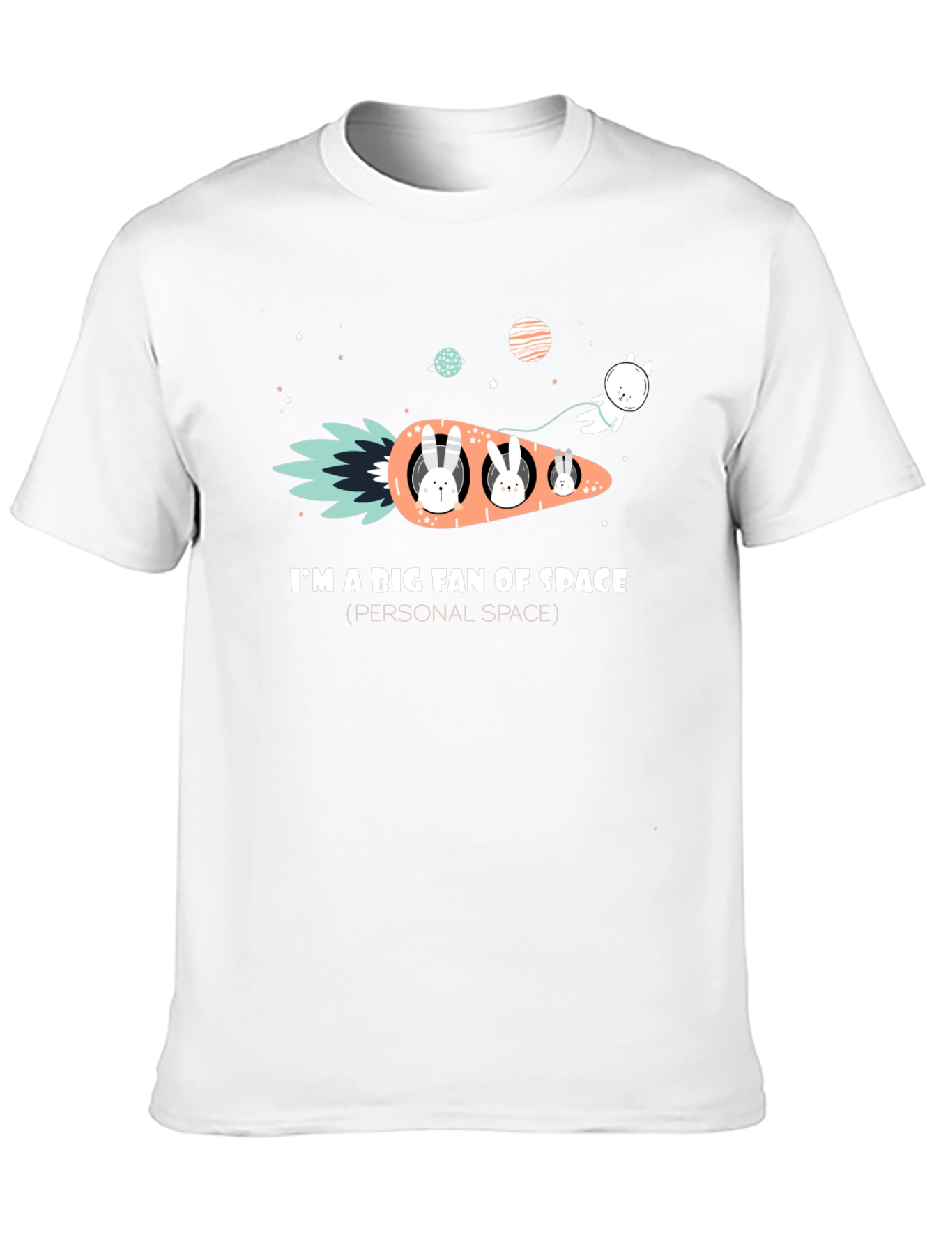 Space Fan Rabbit Carrot Rocket T-Shirt